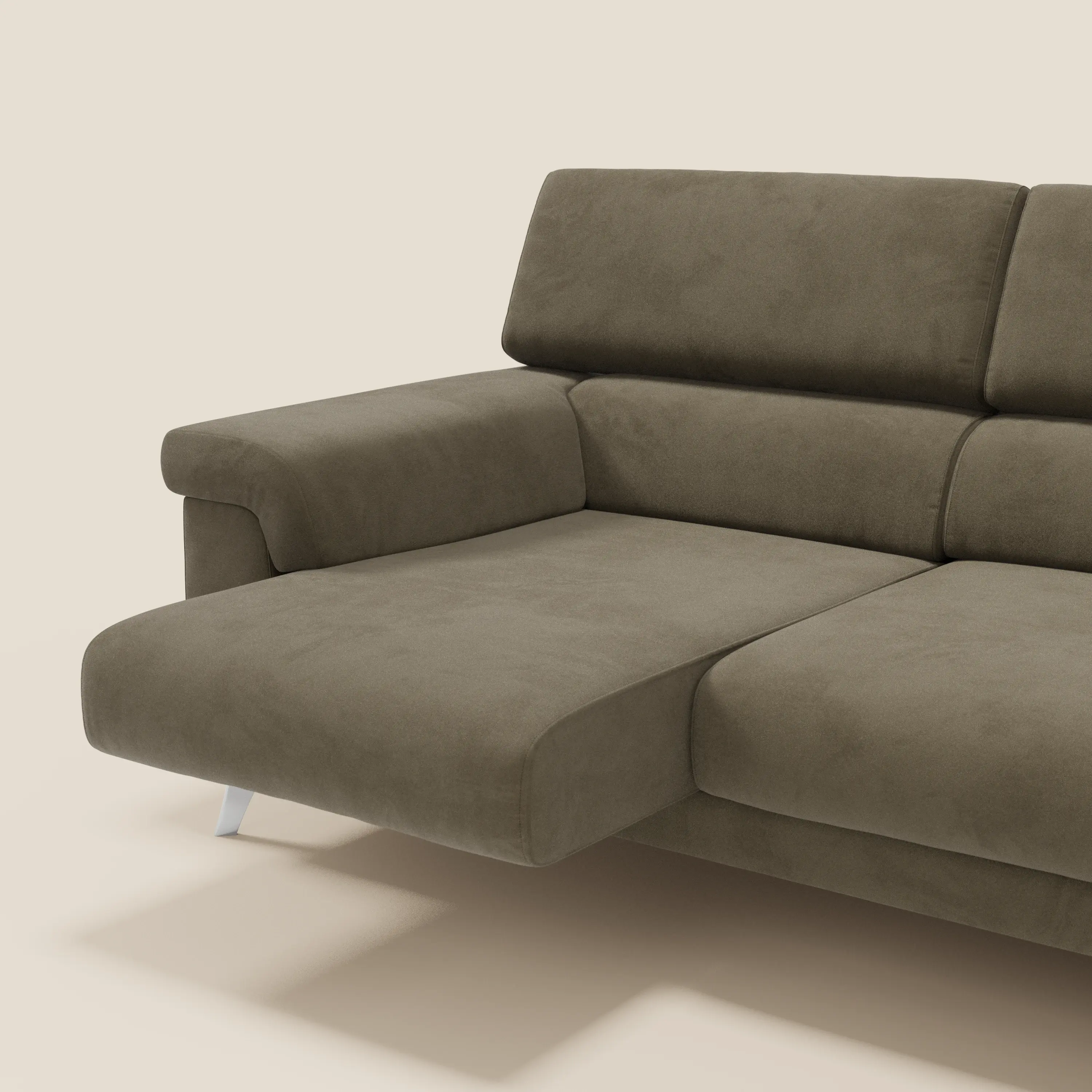 Raffaello Canapé d'angle avec assises coulissantes et têtières en microfibre détachable T11 marron - Image 5