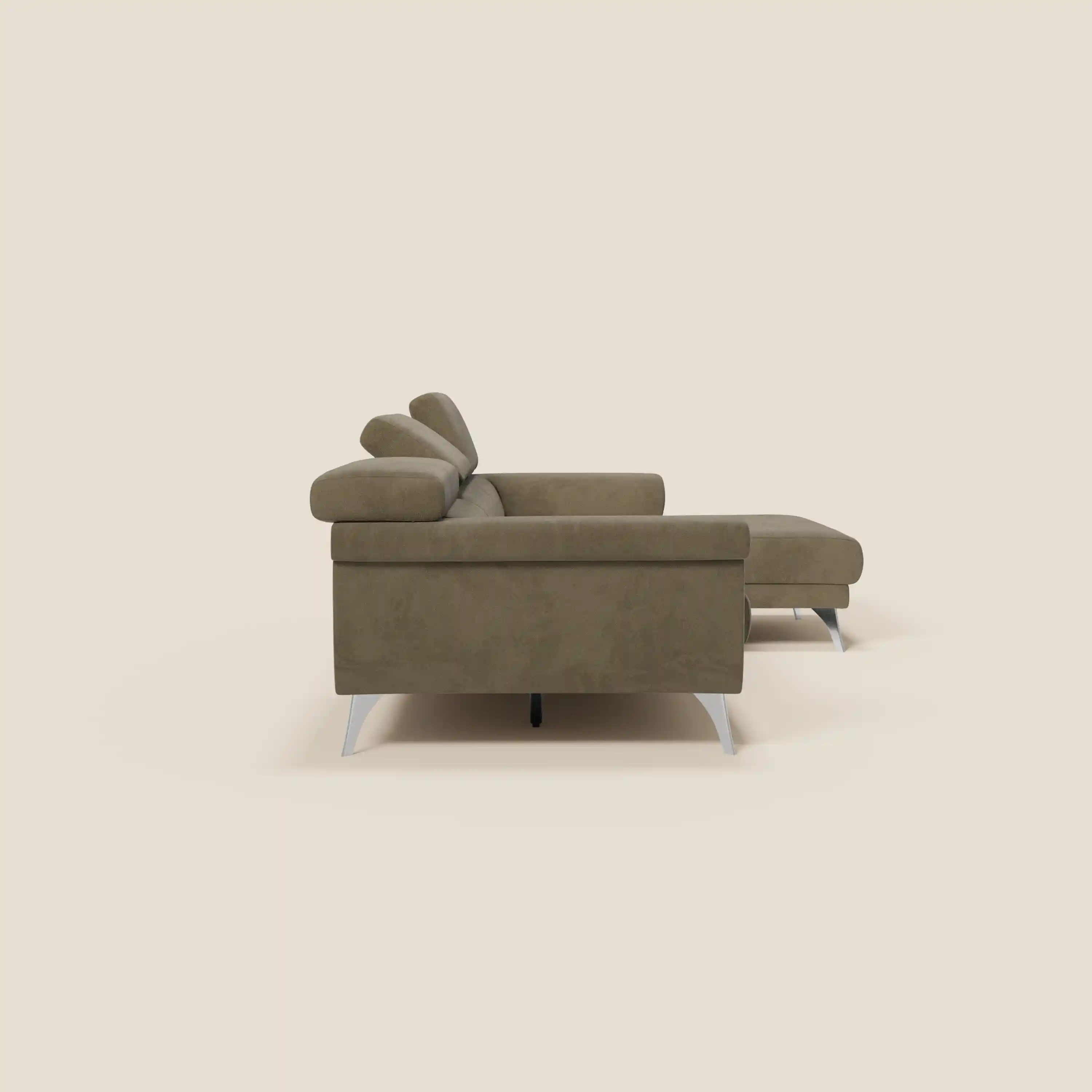 Raffaello Canapé d'angle avec assises coulissantes et têtières en microfibre détachable T11 marron - Image 6