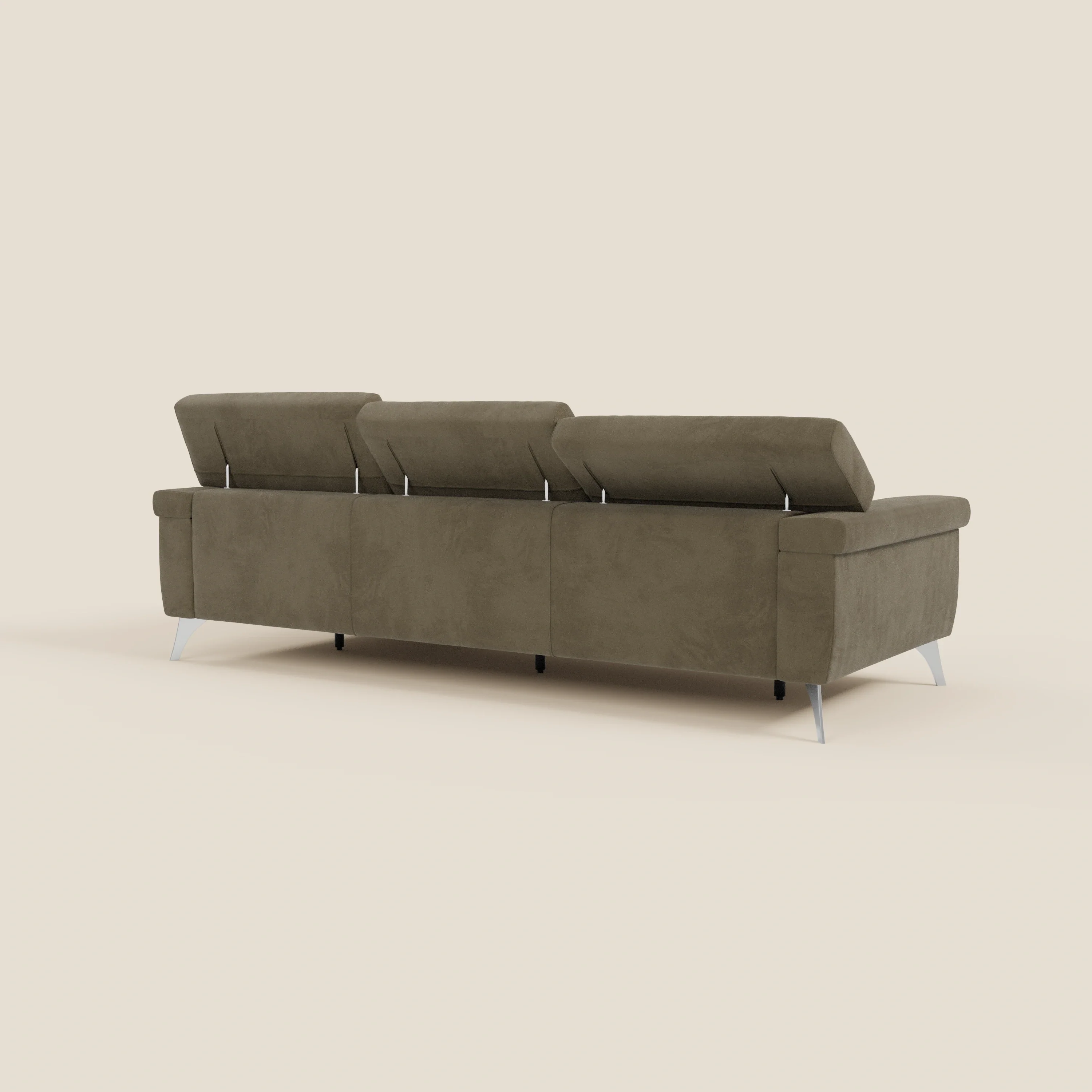 Raffaello Canapé d'angle avec assises coulissantes et têtières en microfibre détachable T11 marron - Image 7