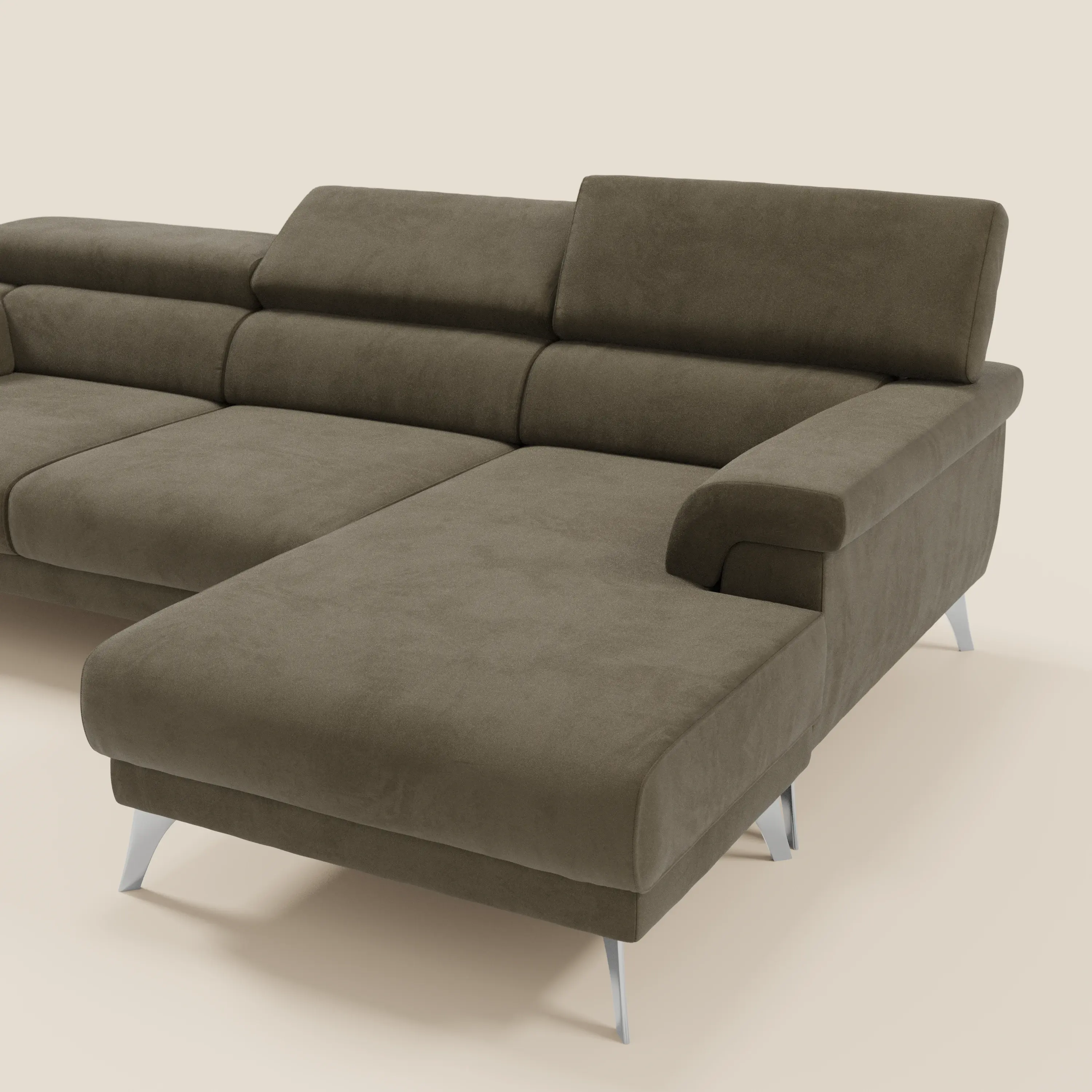 Raffaello Canapé d'angle avec assises coulissantes et têtières en microfibre détachable T11 marron - Image 9