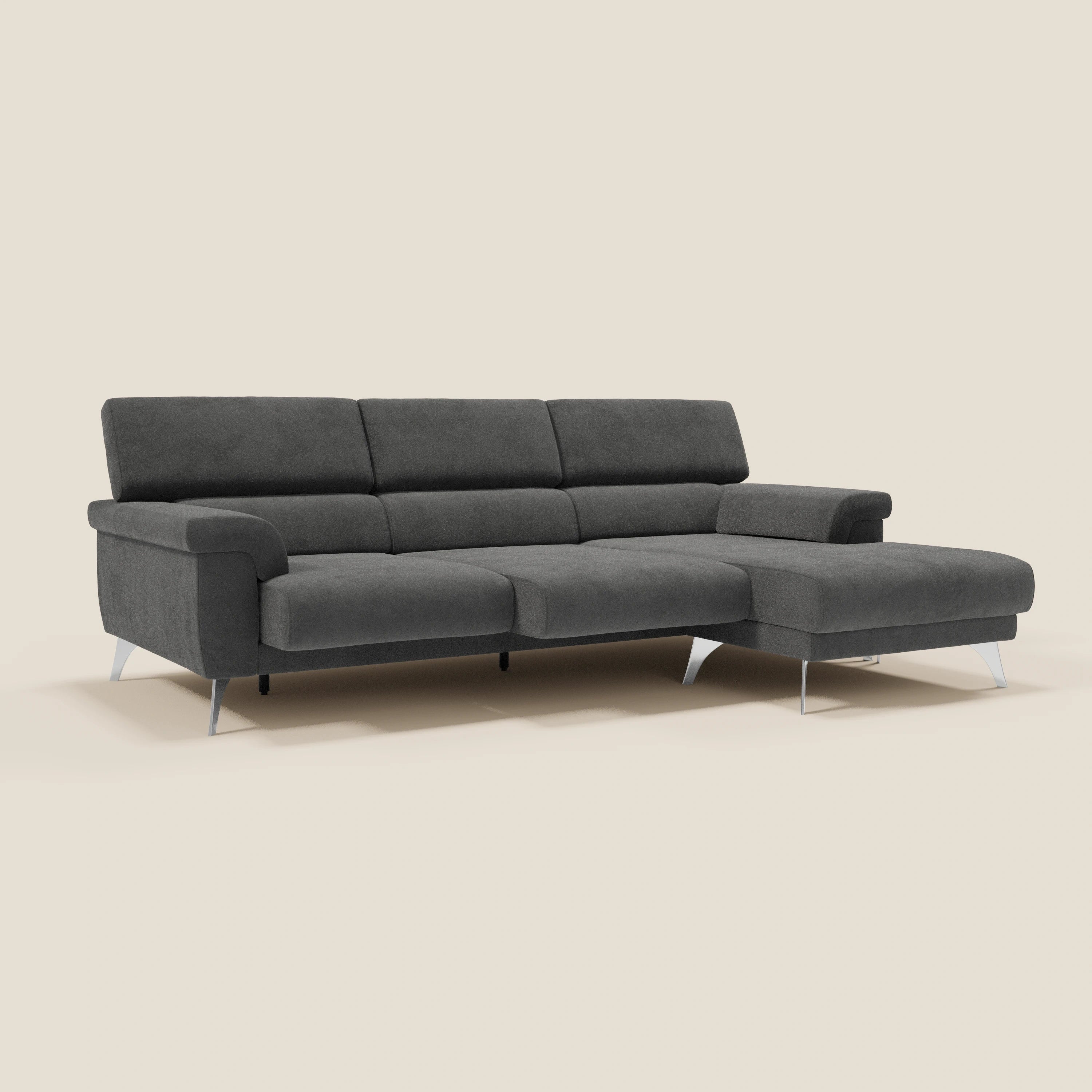 Raffaello Canapé d'angle avec assises coulissantes et têtières en microfibre détachable T11 noir - Image 2