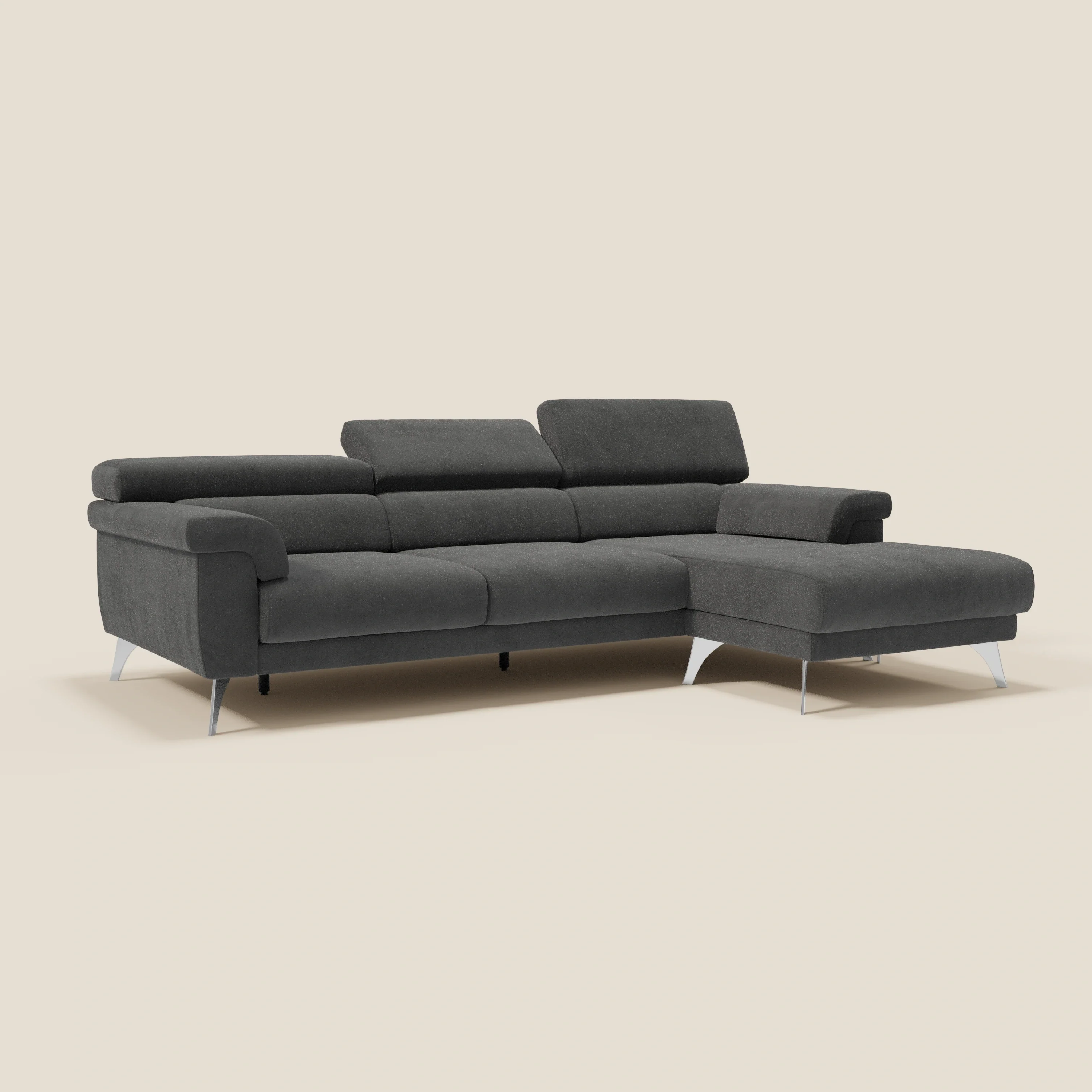 Raffaello Canapé d'angle avec assises coulissantes et têtières en microfibre détachable T11 noir - Image 3