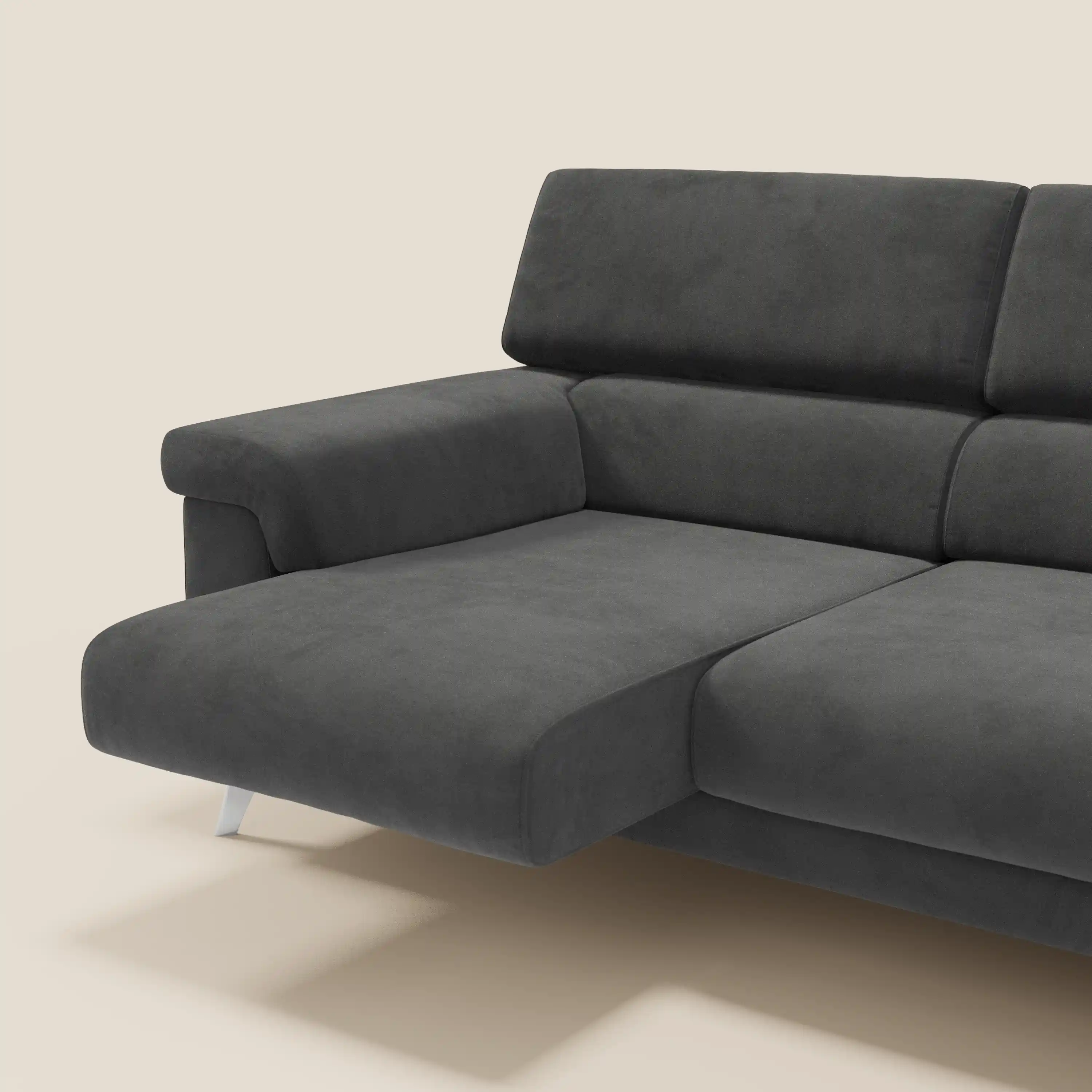 Raffaello Canapé d'angle avec assises coulissantes et têtières en microfibre détachable T11 noir - Image 5