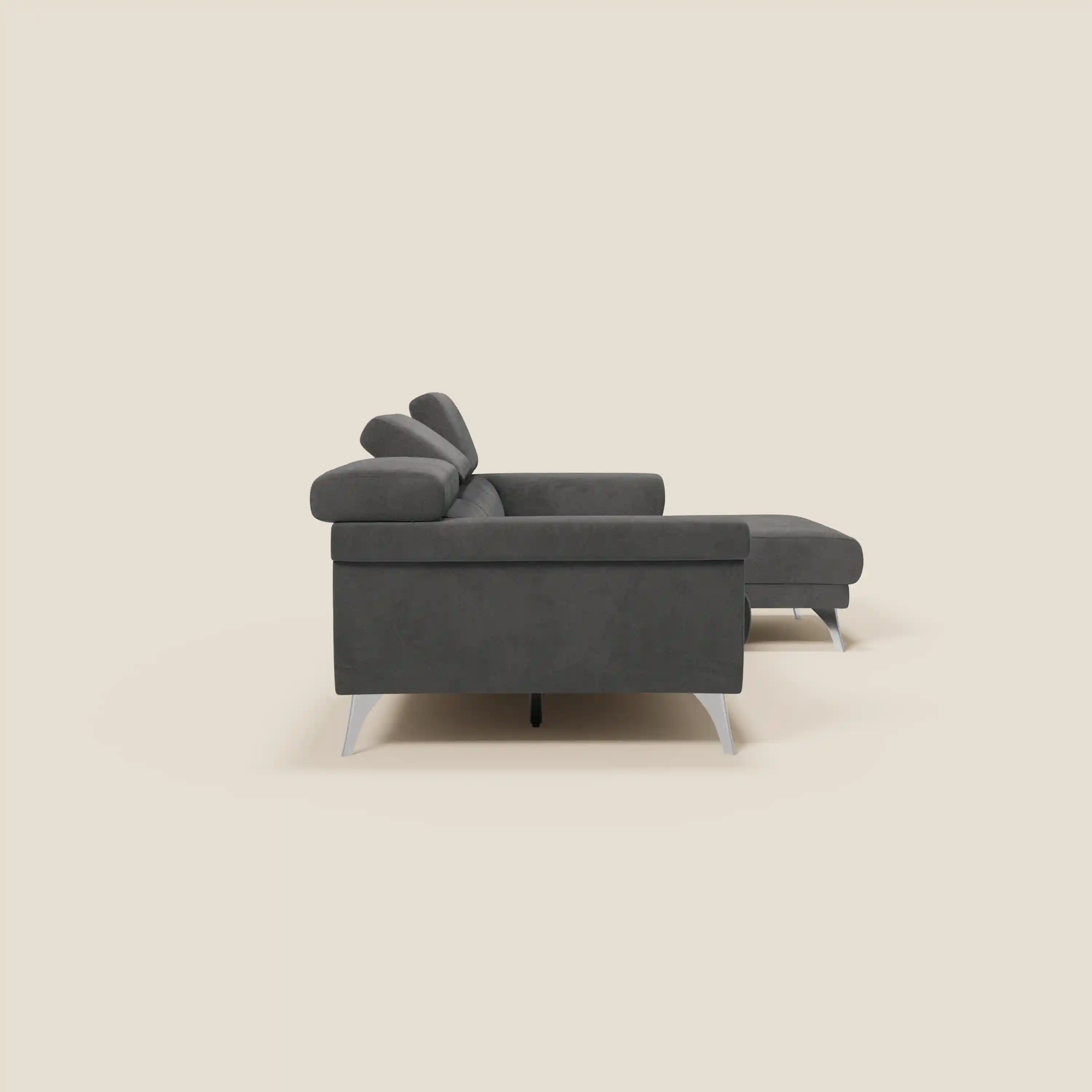 Raffaello Canapé d'angle avec assises coulissantes et têtières en microfibre détachable T11 noir - Image 6