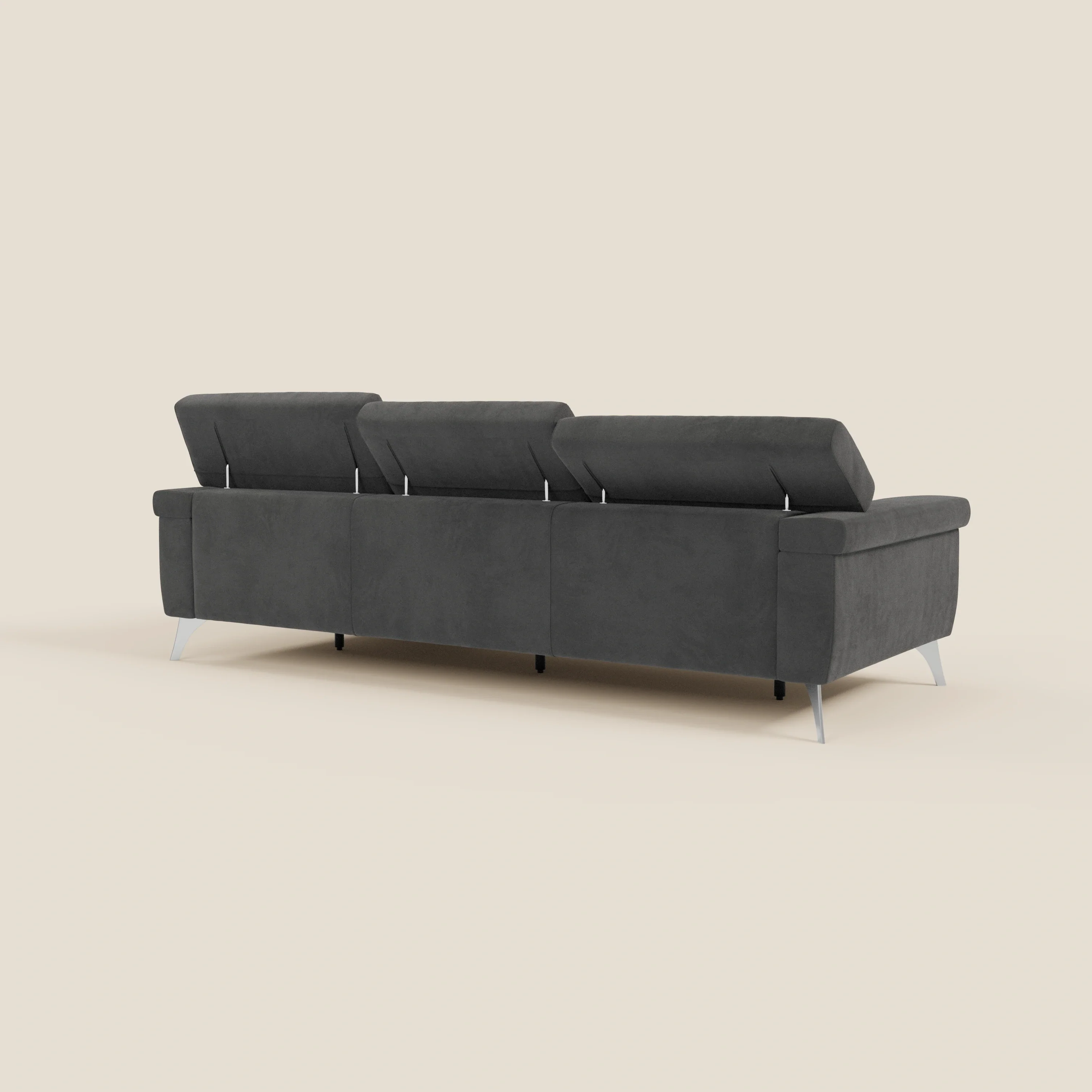 Raffaello Canapé d'angle avec assises coulissantes et têtières en microfibre détachable T11 noir - Image 7