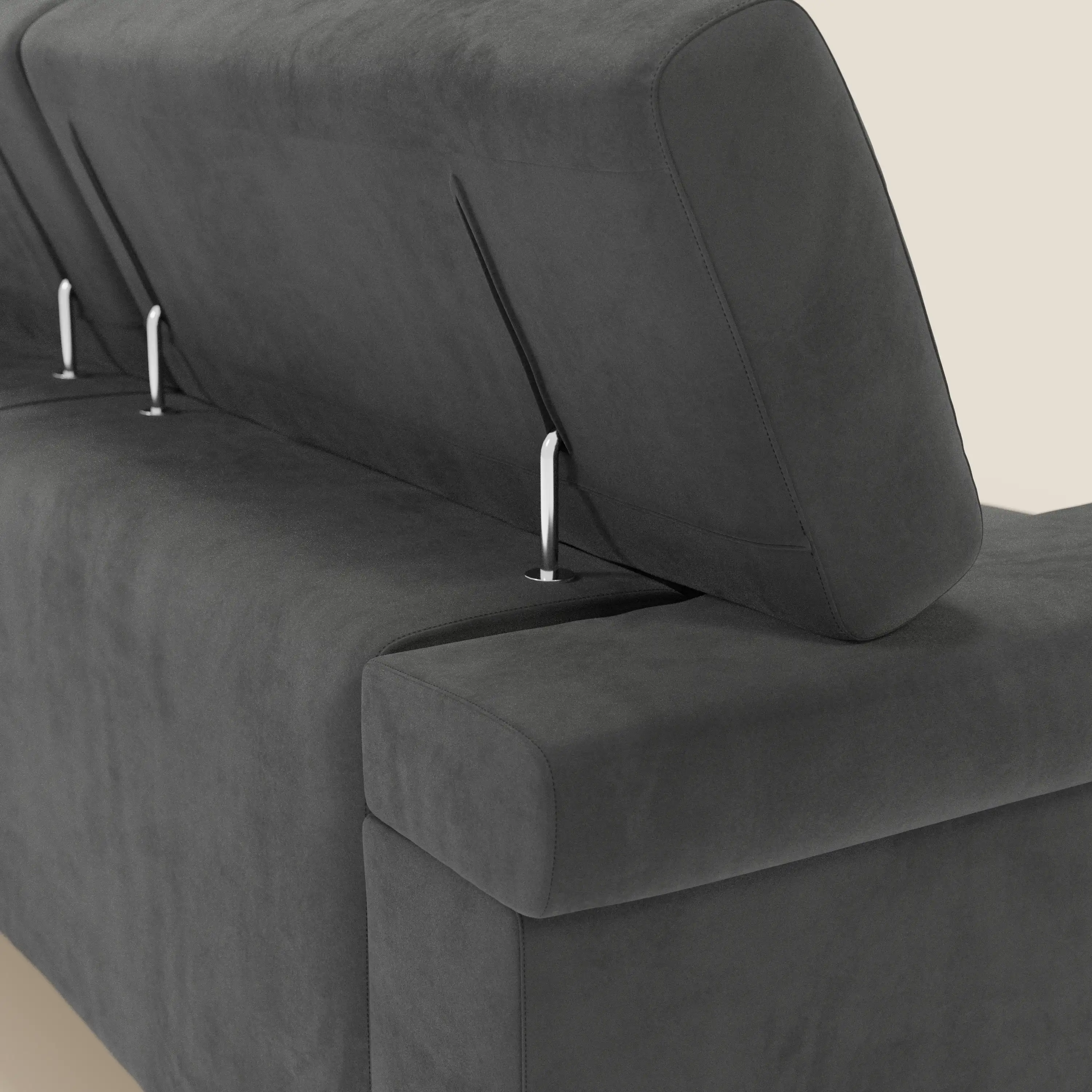 Raffaello Canapé d'angle avec assises coulissantes et têtières en microfibre détachable T11 noir - Image 8