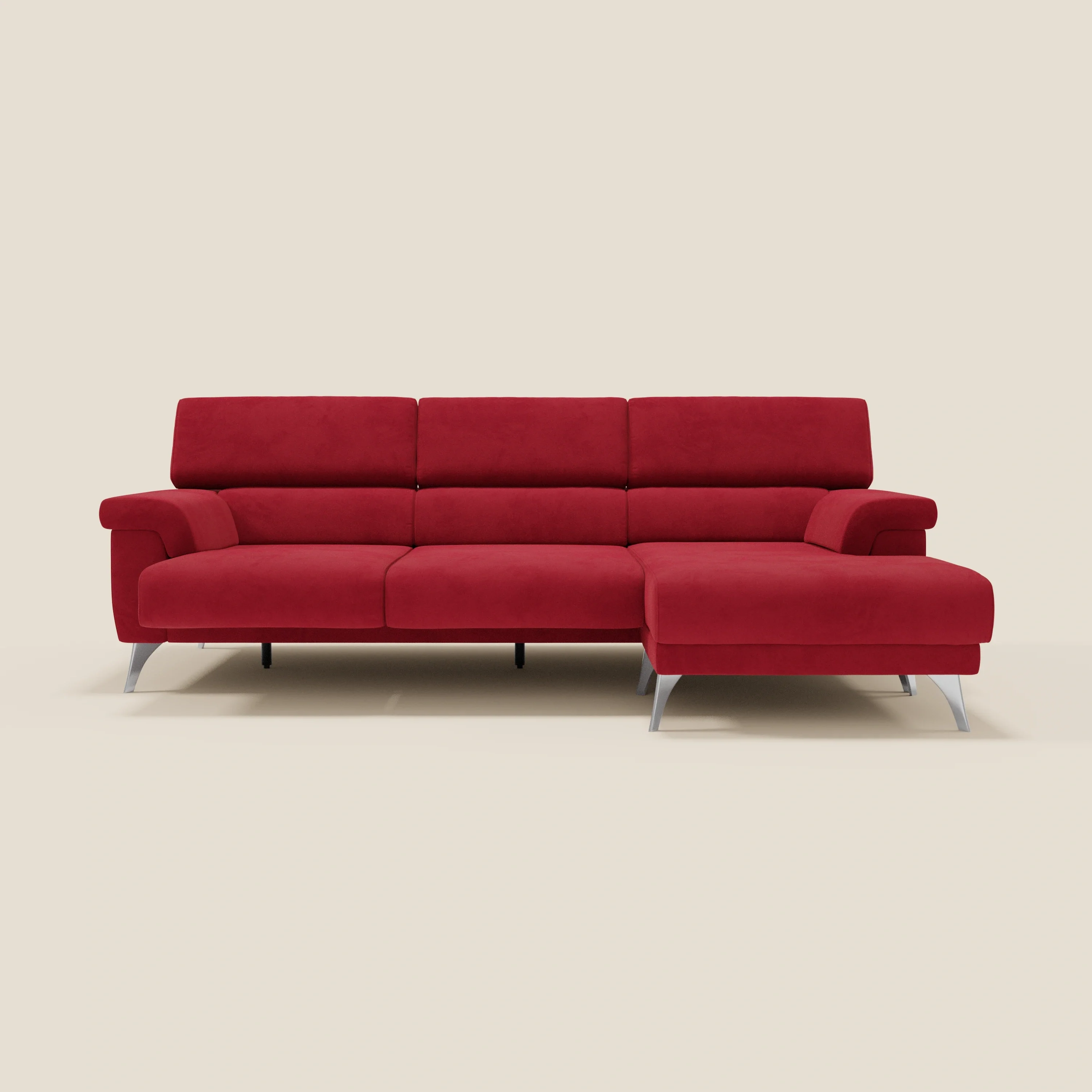 Raffaello Canapé d'angle avec assises coulissantes et têtières en microfibre détachable T11 rouge - Image 10