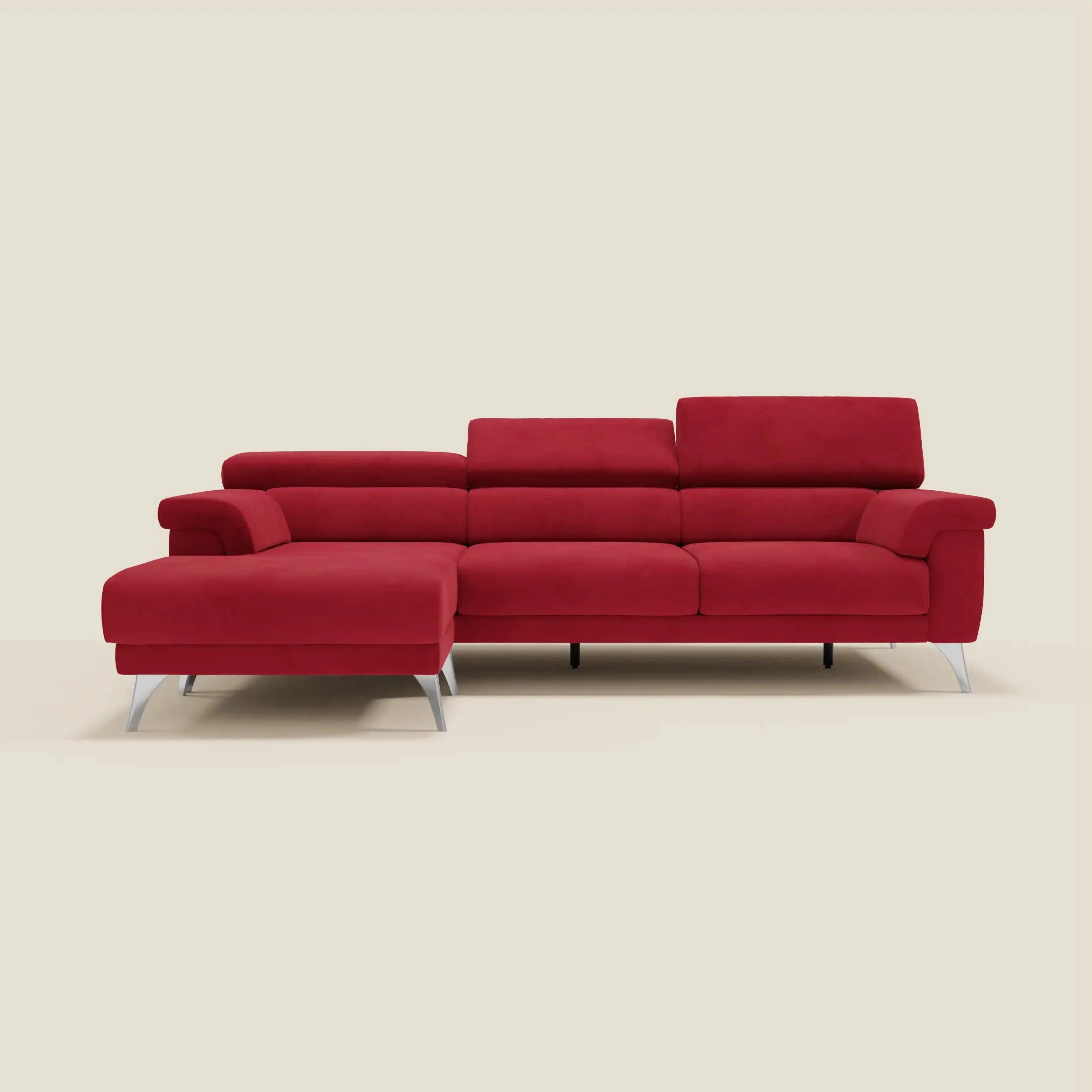 Raffaello Canapé d'angle avec assises coulissantes et têtières en microfibre détachable T11 rouge - Image 11