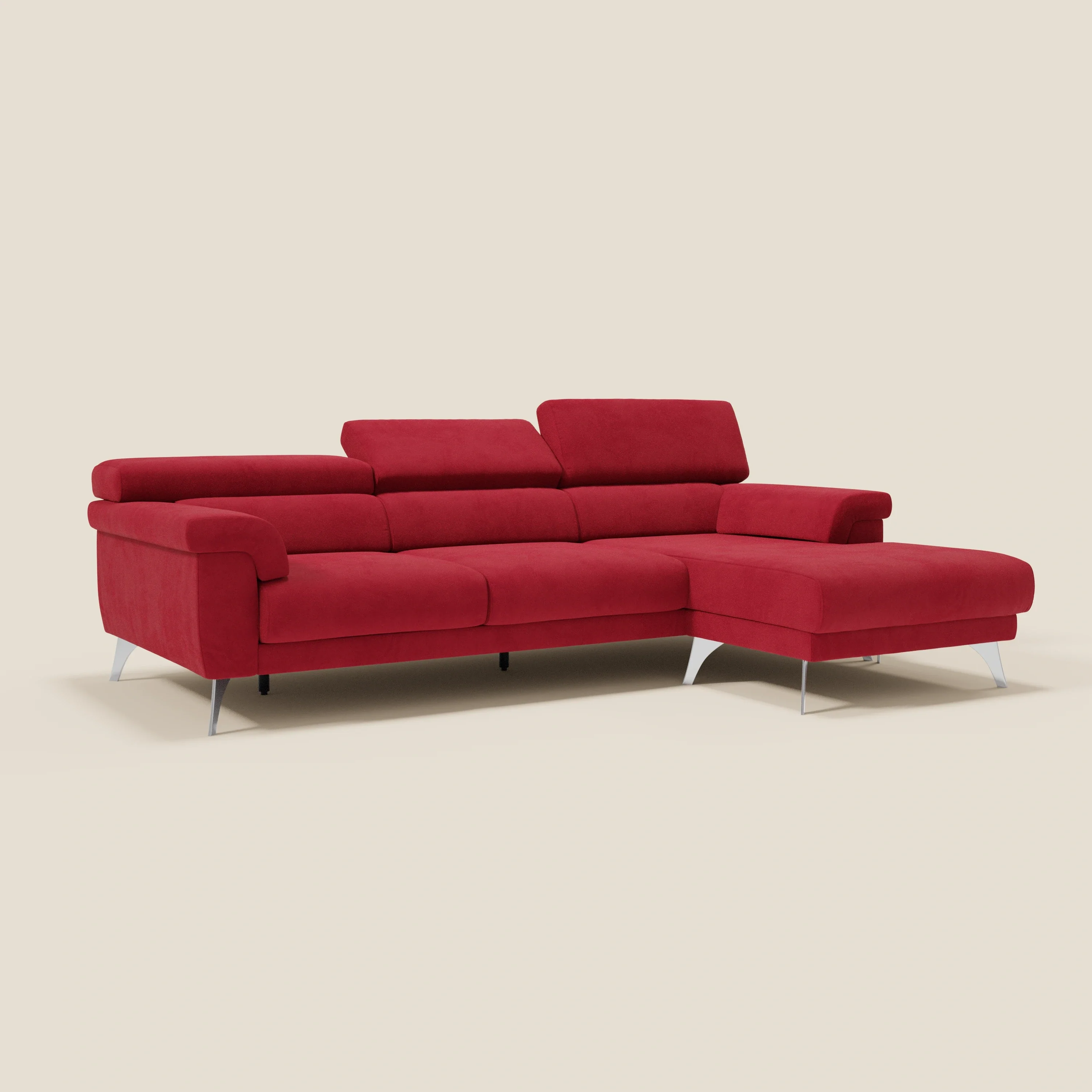 Raffaello Canapé d'angle avec assises coulissantes et têtières en microfibre détachable T11 rouge - Image 3