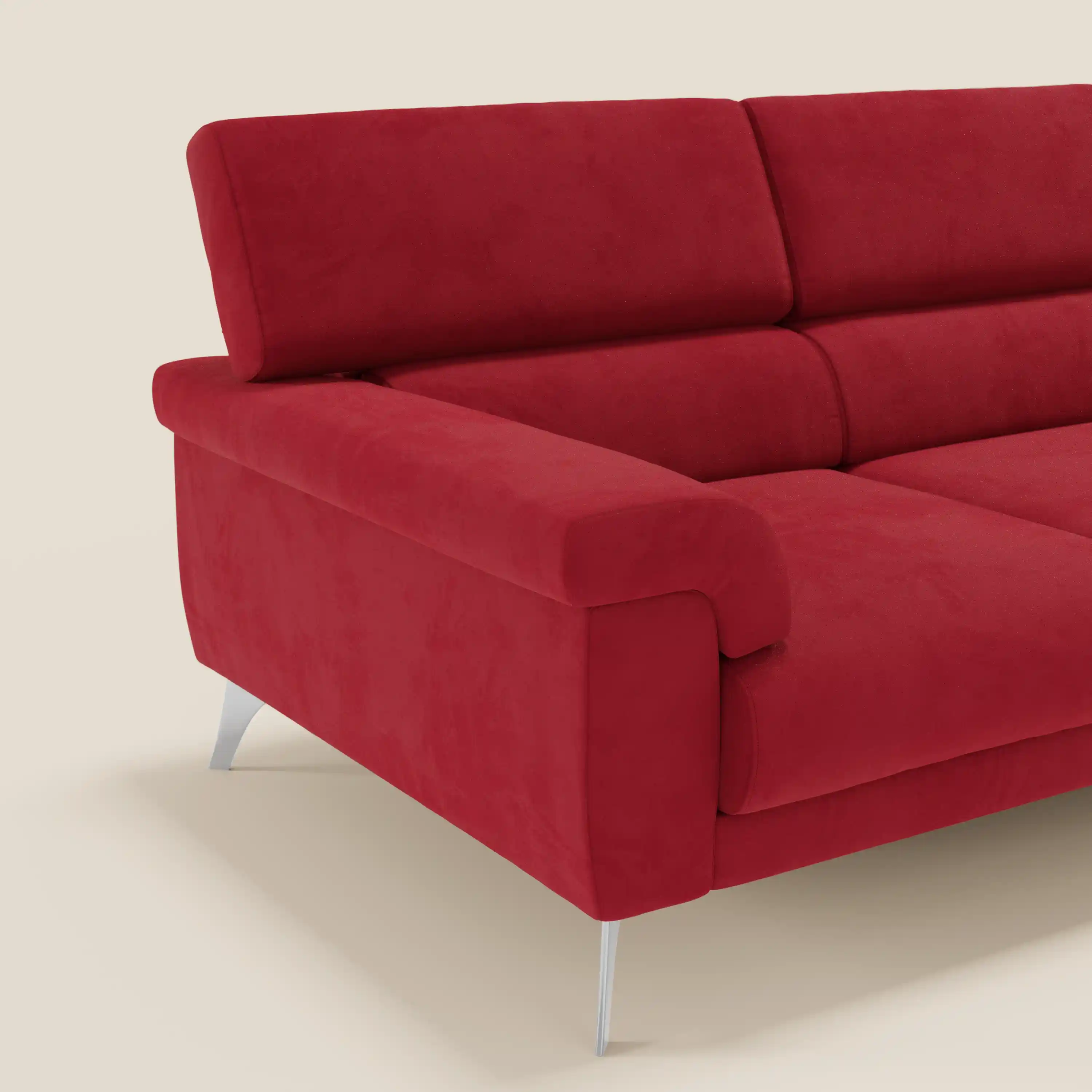 Raffaello Canapé d'angle avec assises coulissantes et têtières en microfibre détachable T11 rouge - Image 4