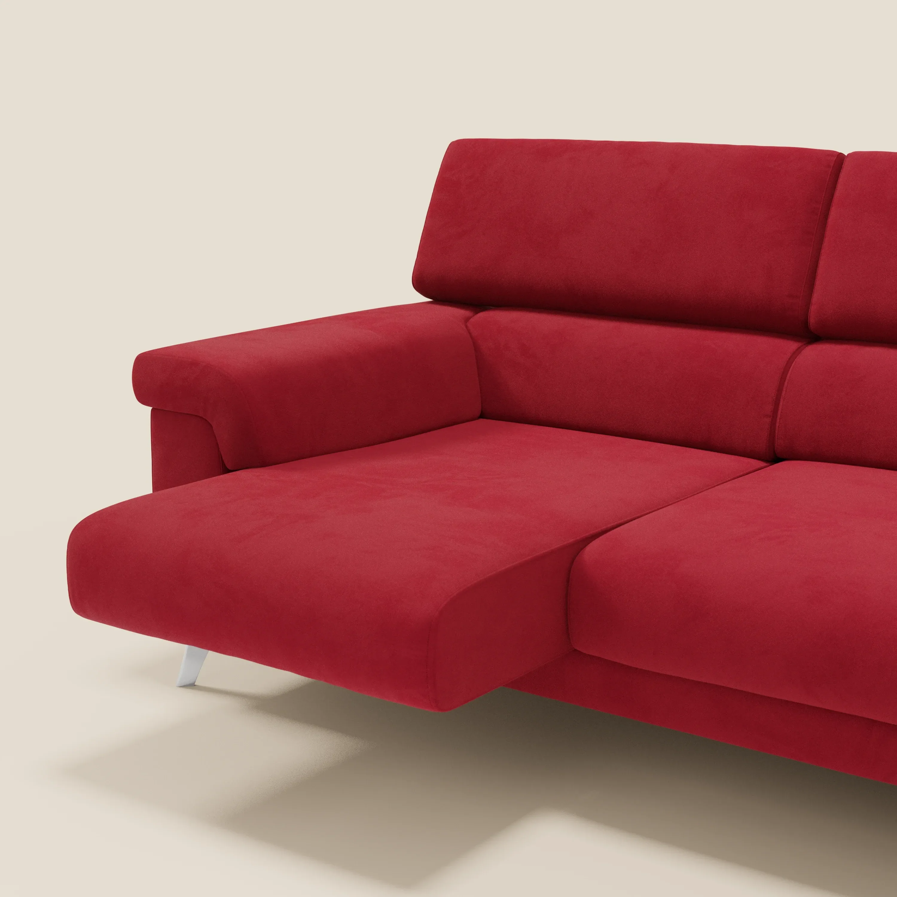 Raffaello Canapé d'angle avec assises coulissantes et têtières en microfibre détachable T11 rouge - Image 5