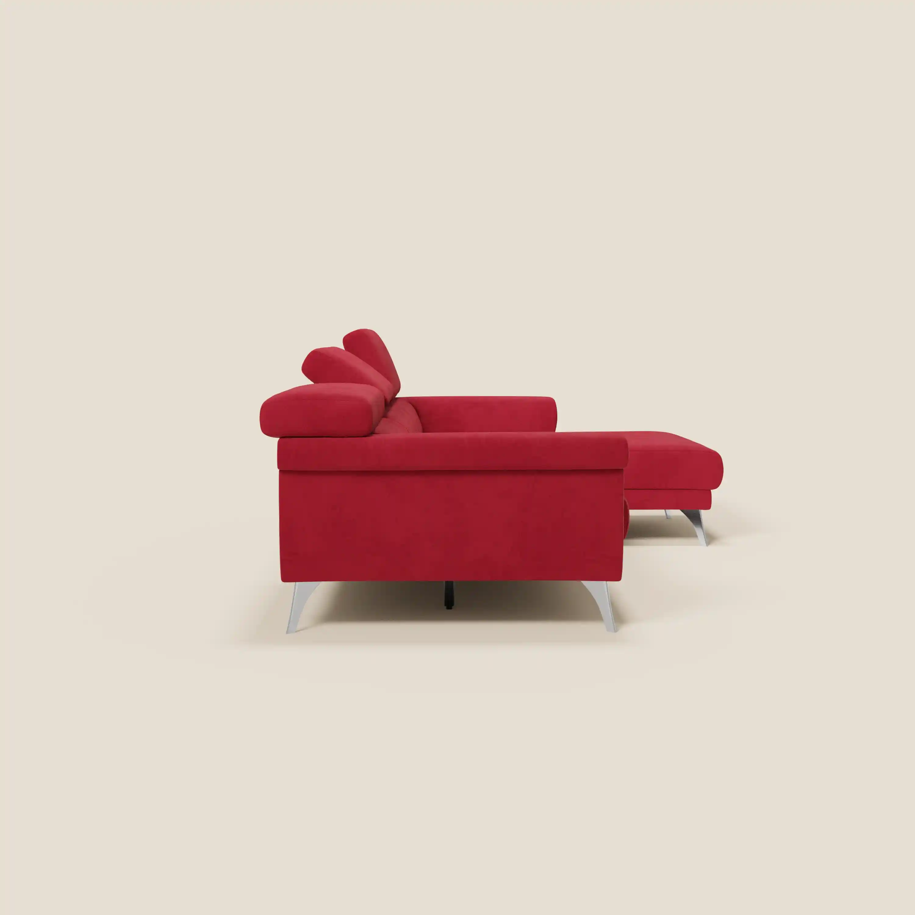 Raffaello Canapé d'angle avec assises coulissantes et têtières en microfibre détachable T11 rouge - Image 6