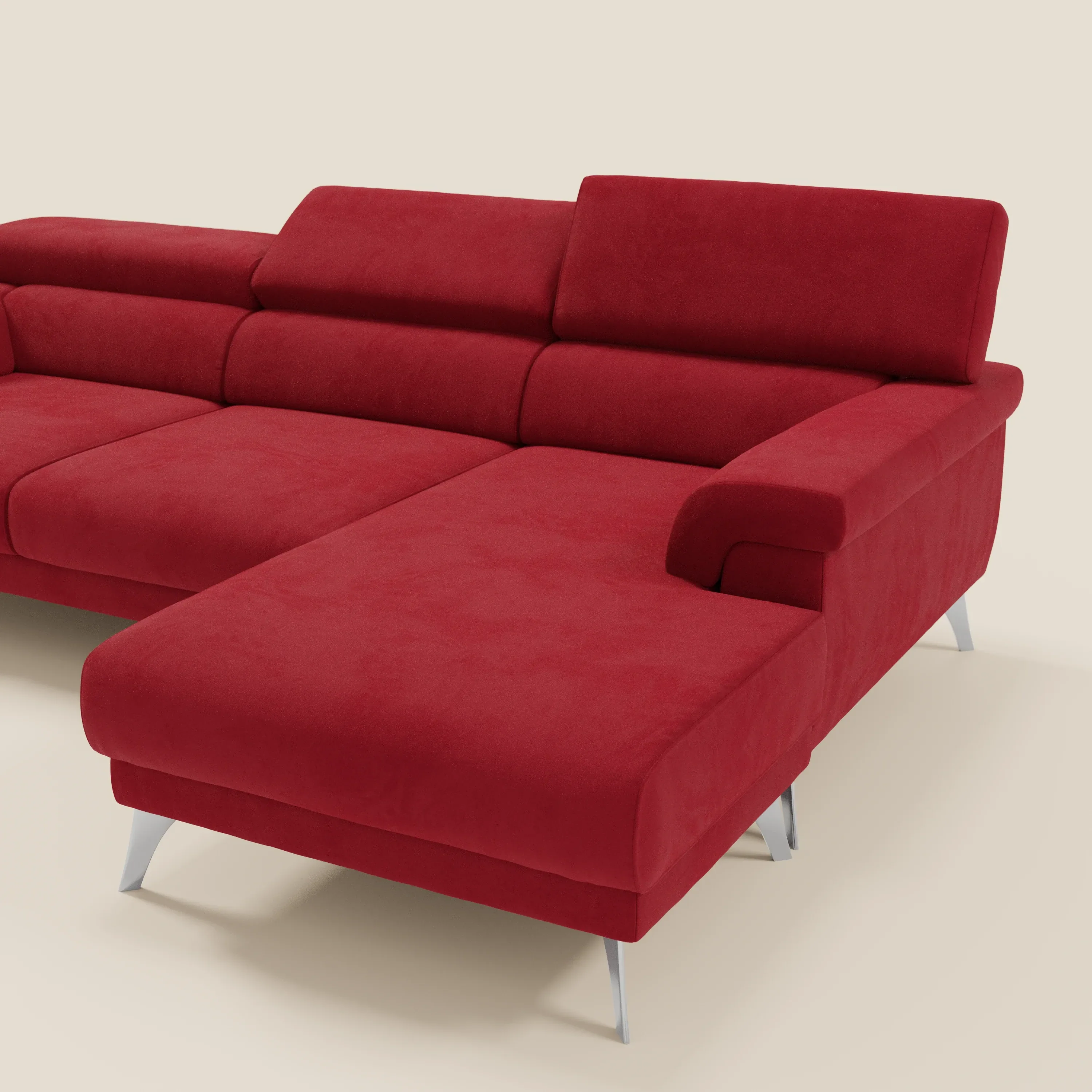 Raffaello Canapé d'angle avec assises coulissantes et têtières en microfibre détachable T11 rouge - Image 9