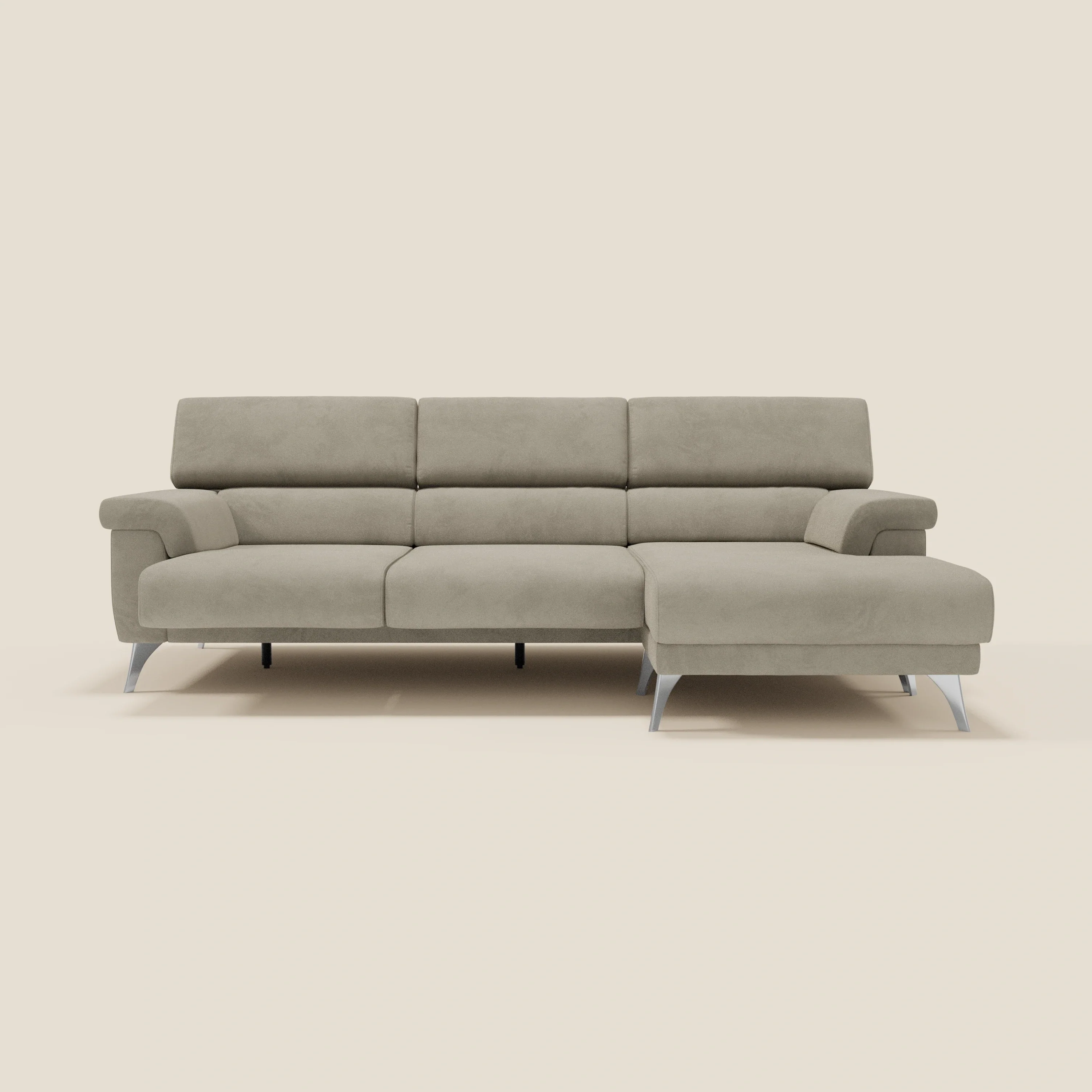 Raffaello Canapé d'angle avec assises coulissantes et têtières en microfibre détachable T11 taupe - Image 10
