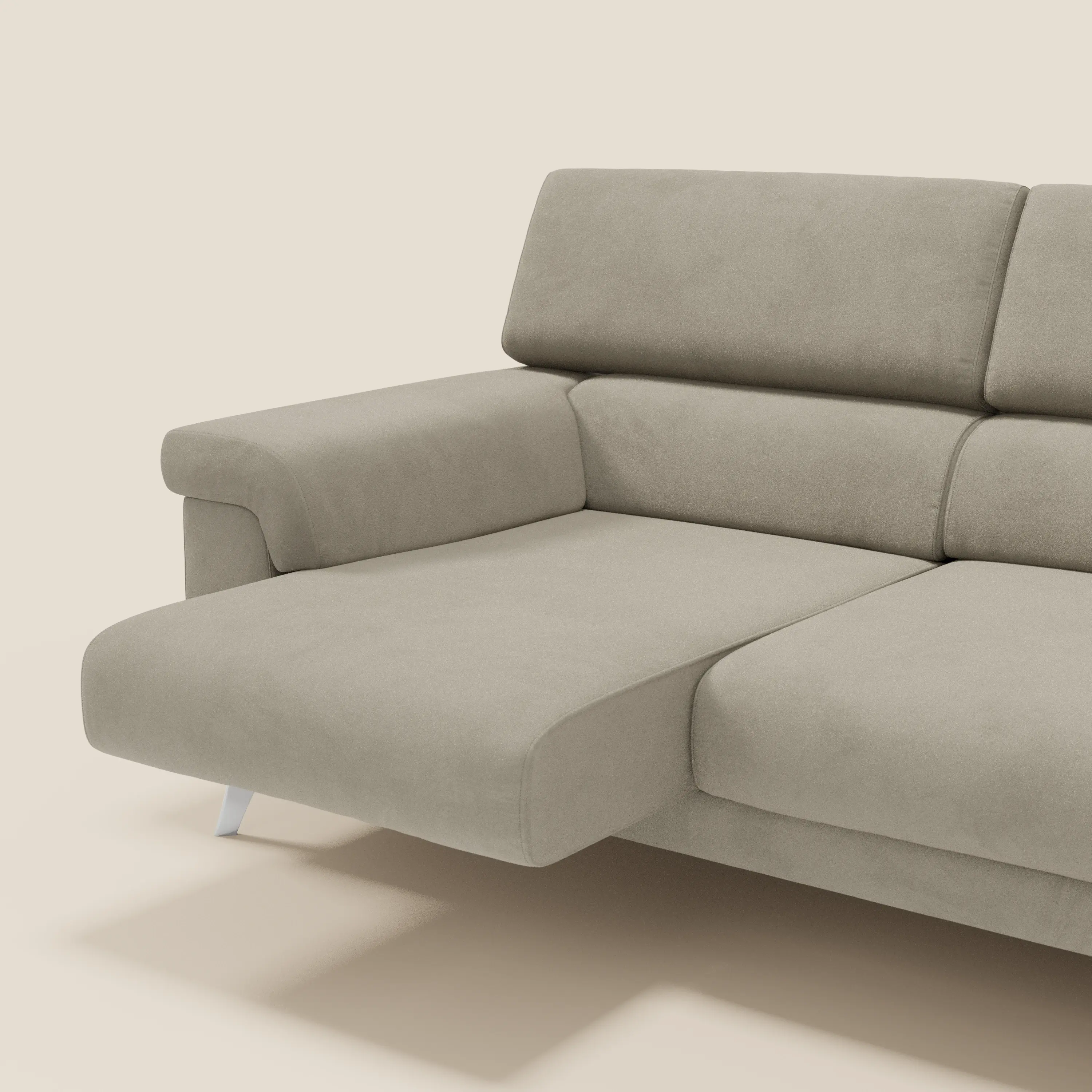 Raffaello Canapé d'angle avec assises coulissantes et têtières en microfibre détachable T11 taupe - Image 5