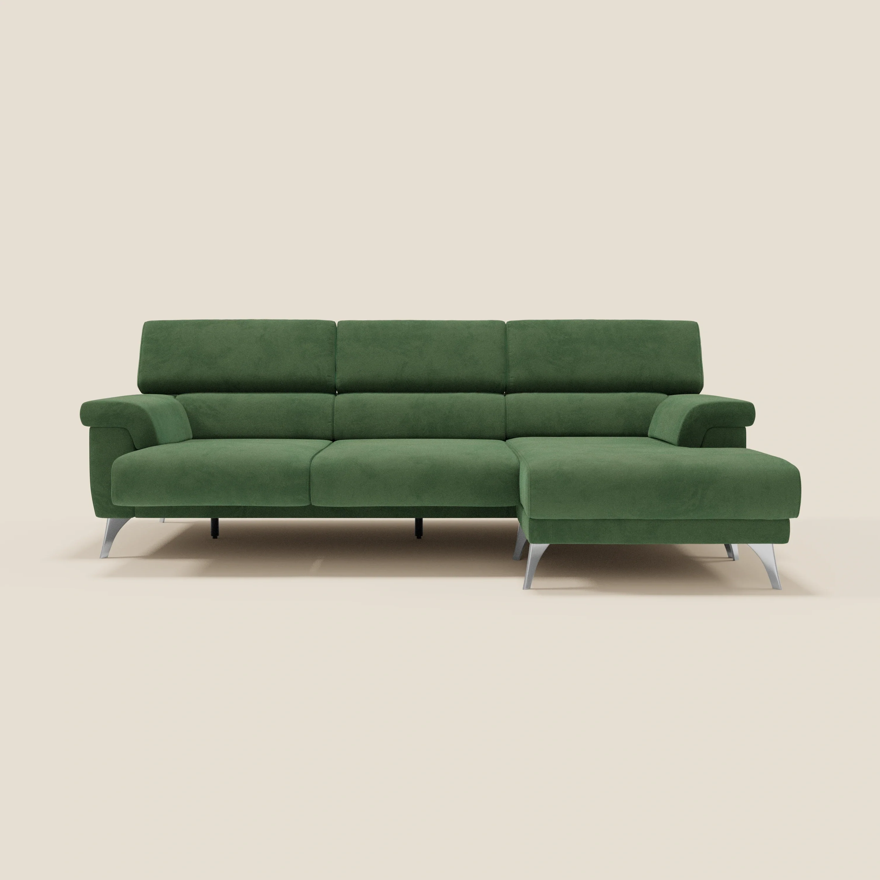 Raffaello Canapé d'angle avec assises coulissantes et têtières en microfibre détachable T11 vert - Image 10
