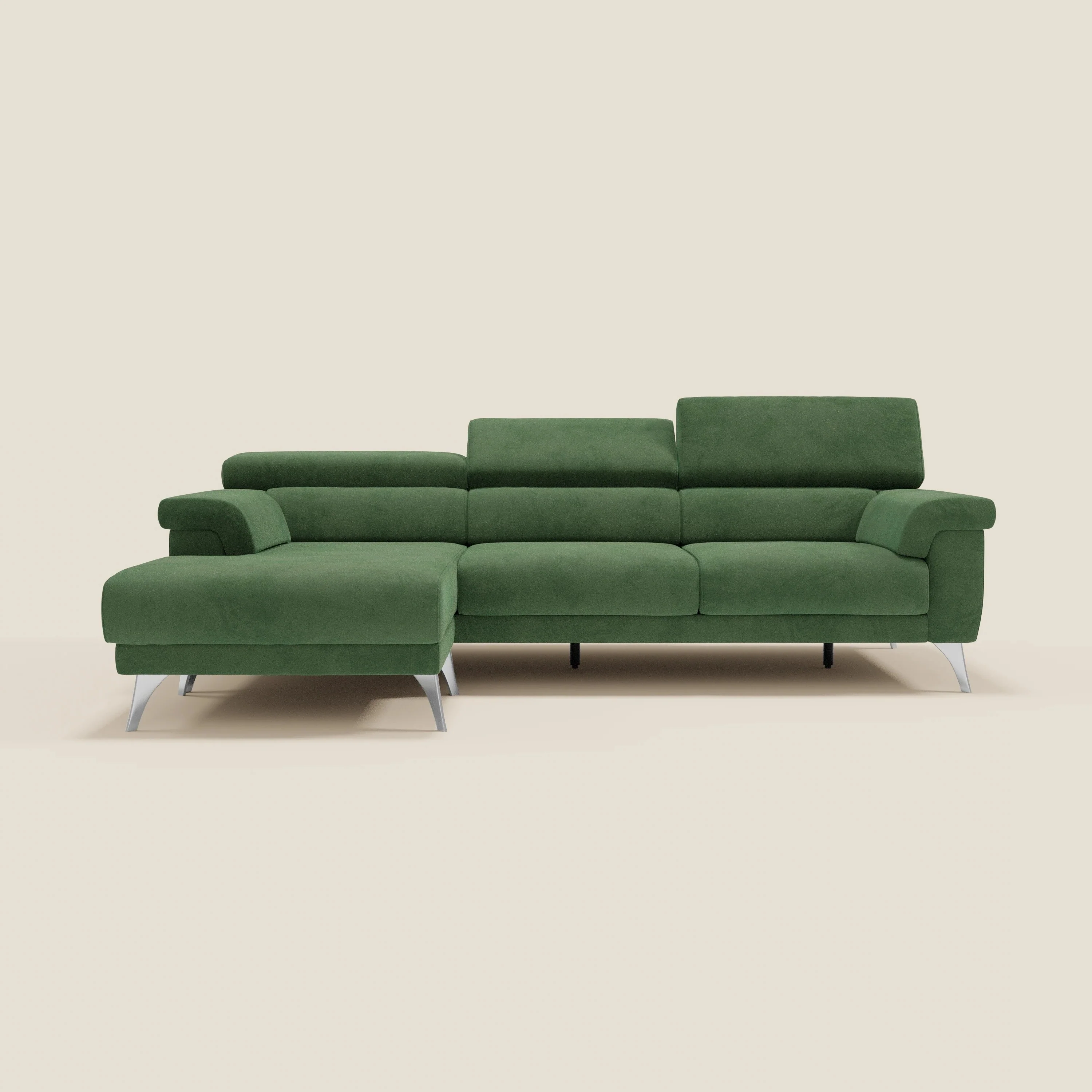 Raffaello Canapé d'angle avec assises coulissantes et têtières en microfibre détachable T11 vert - Image 11