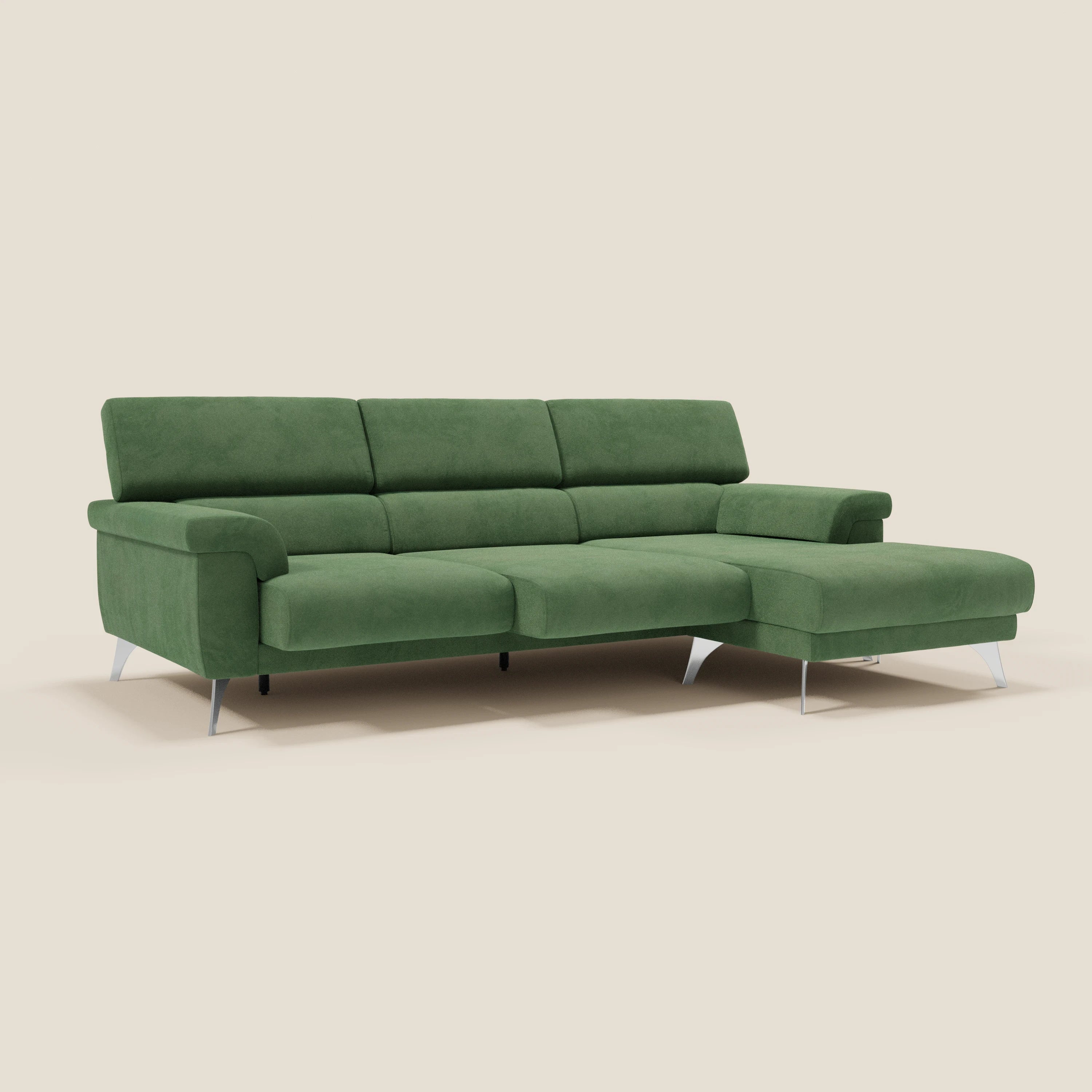Raffaello Canapé d'angle avec assises coulissantes et têtières en microfibre détachable T11 vert - Image 2