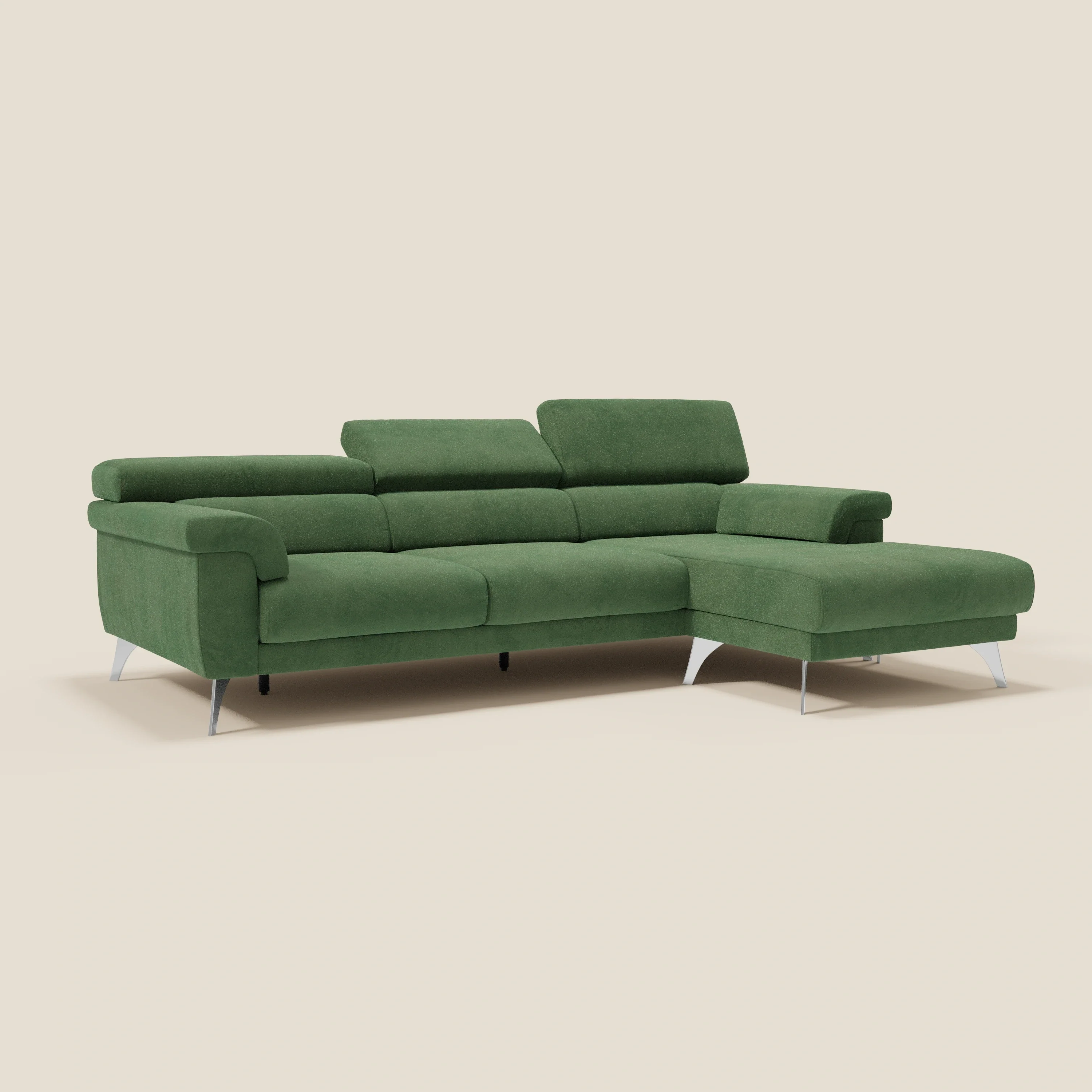 Raffaello Canapé d'angle avec assises coulissantes et têtières en microfibre détachable T11 vert - Image 3