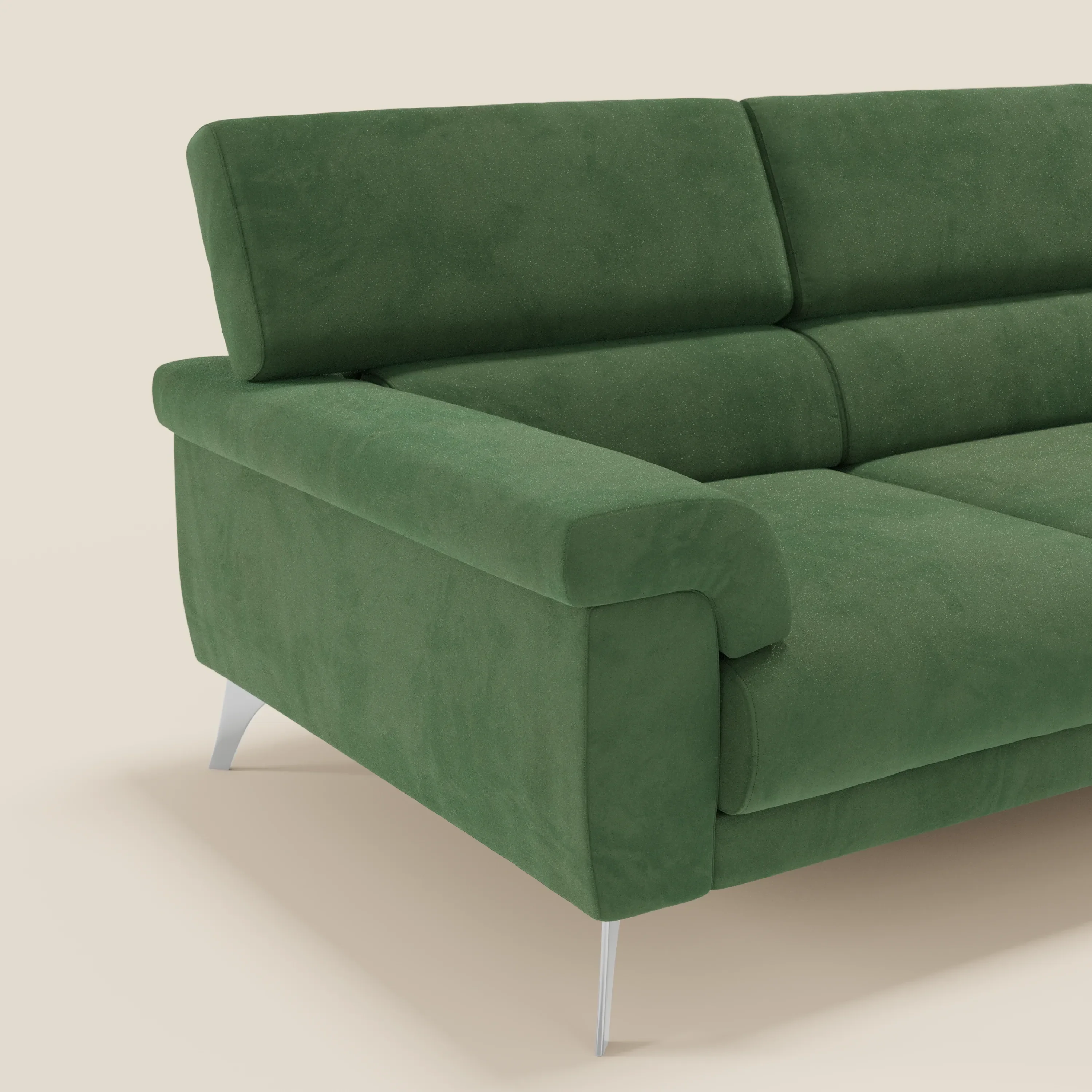 Raffaello Canapé d'angle avec assises coulissantes et têtières en microfibre détachable T11 vert - Image 4