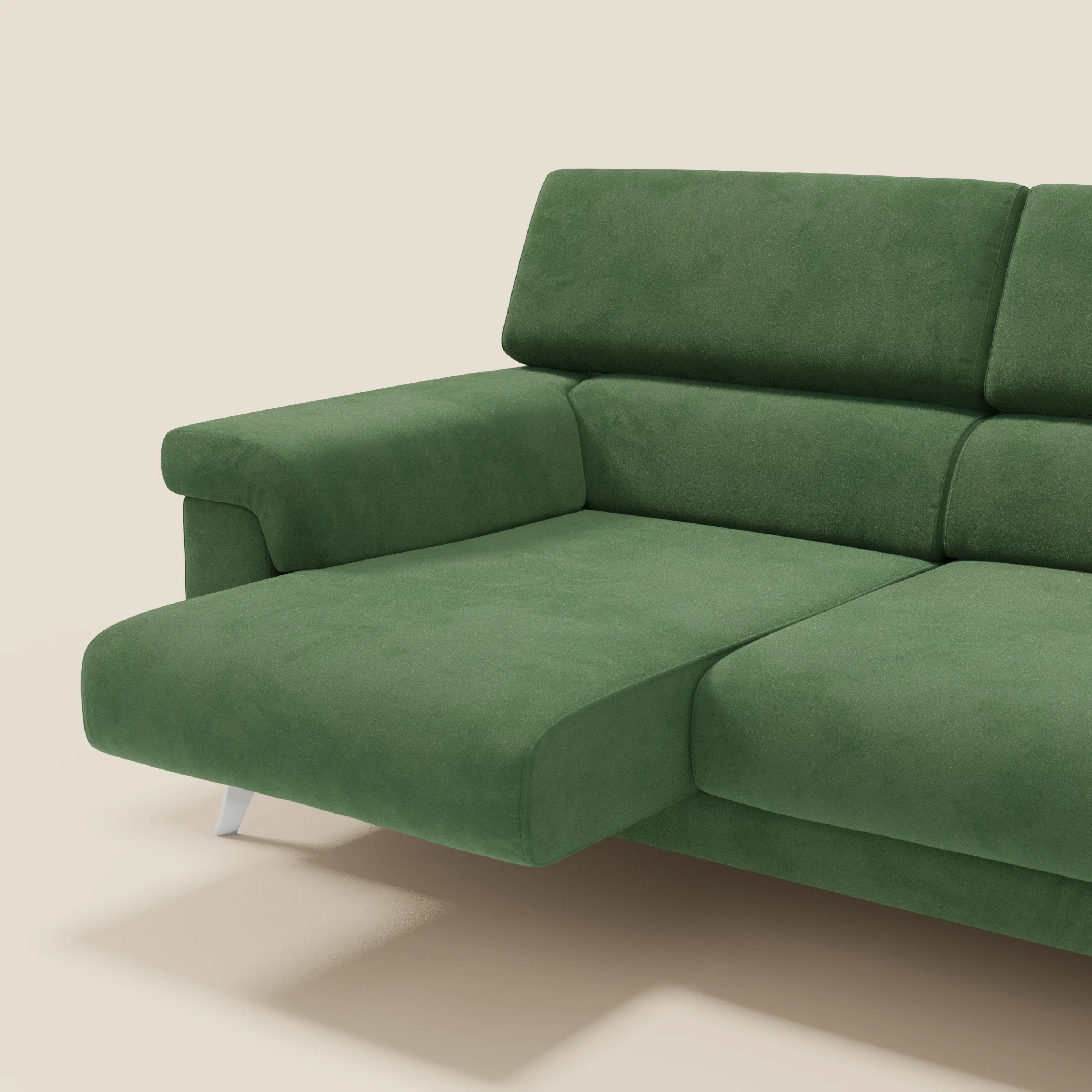 Raffaello Canapé d'angle avec assises coulissantes et têtières en microfibre détachable T11 vert - Image 5