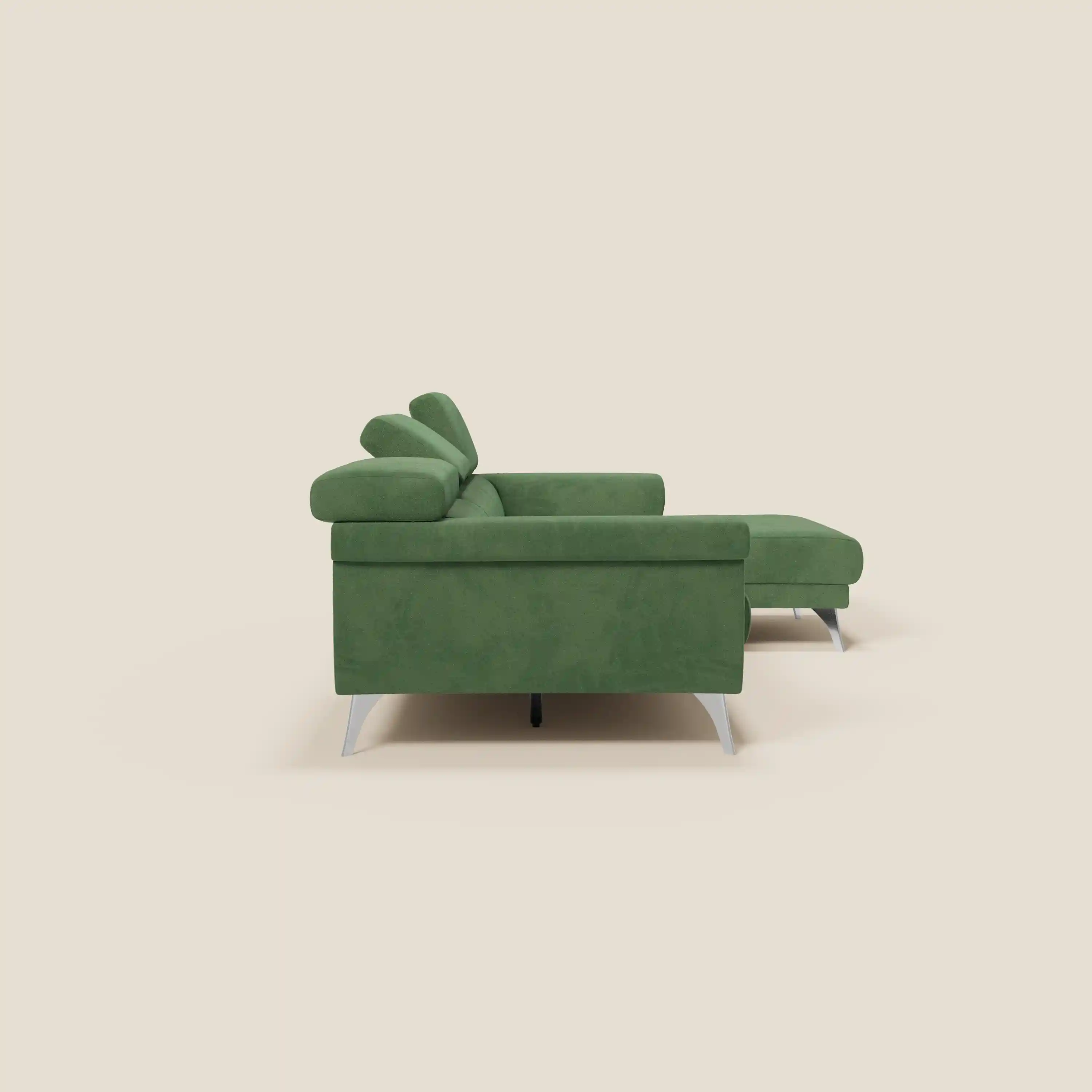 Raffaello Canapé d'angle avec assises coulissantes et têtières en microfibre détachable T11 vert - Image 6