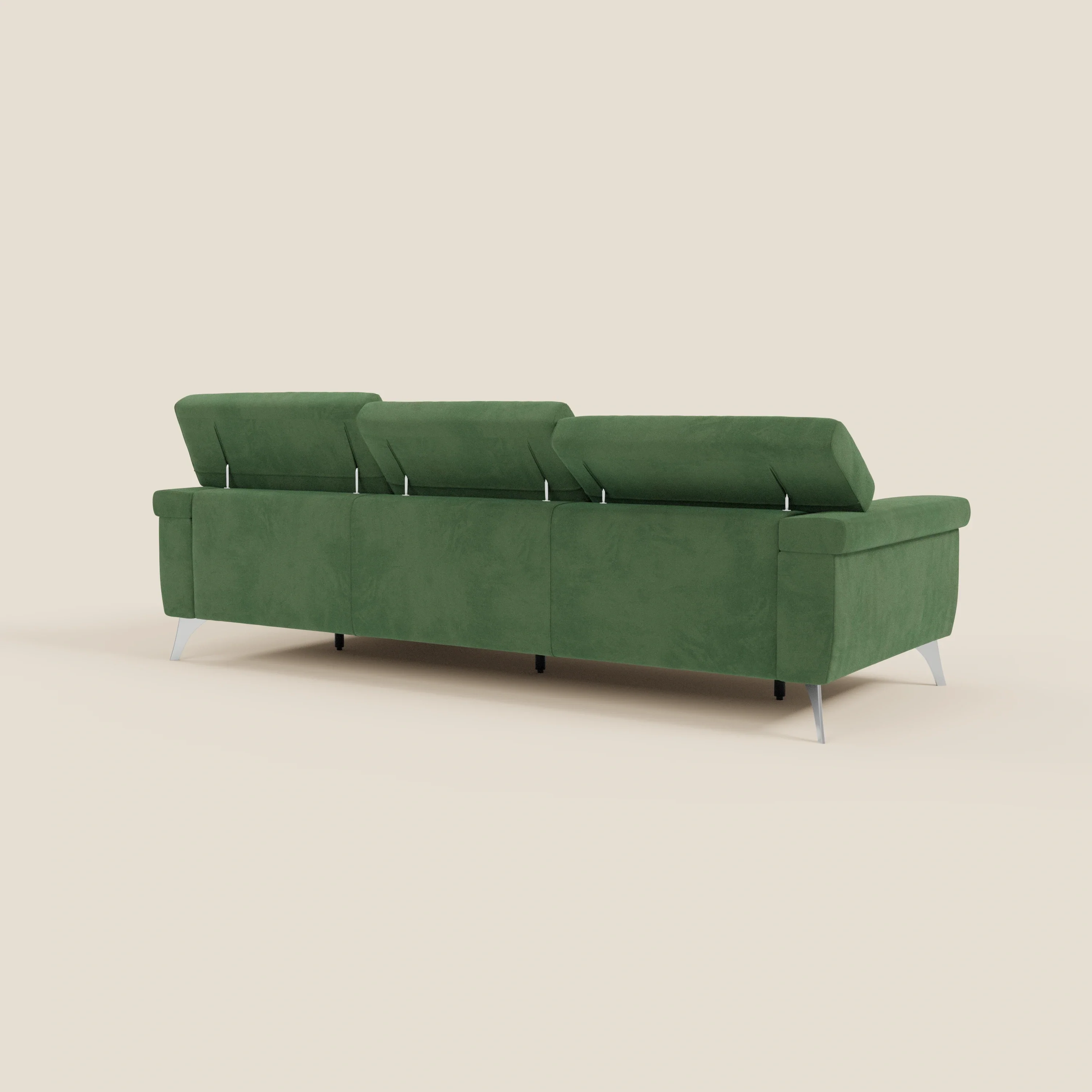 Raffaello Canapé d'angle avec assises coulissantes et têtières en microfibre détachable T11 vert - Image 7