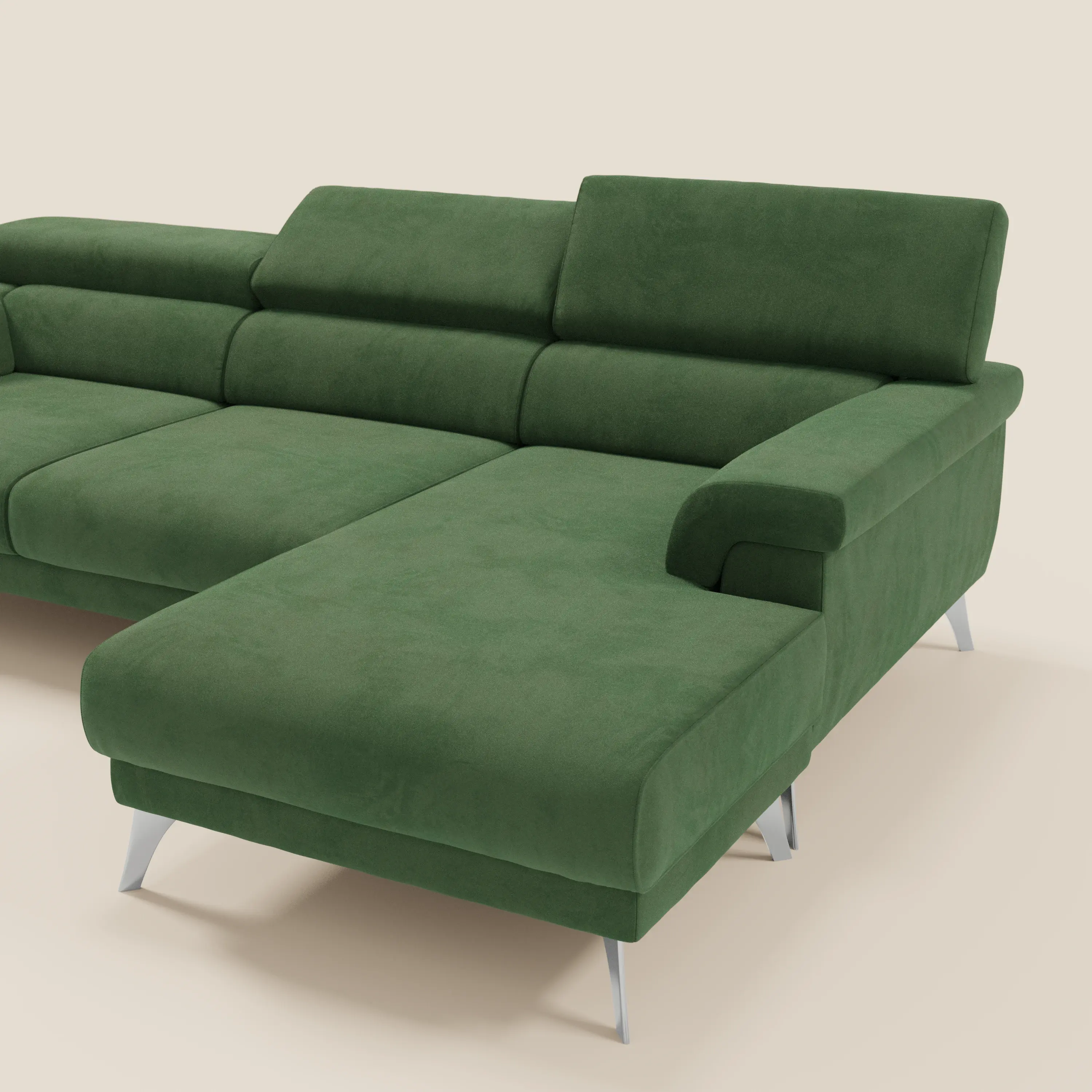 Raffaello Canapé d'angle avec assises coulissantes et têtières en microfibre détachable T11 vert - Image 9