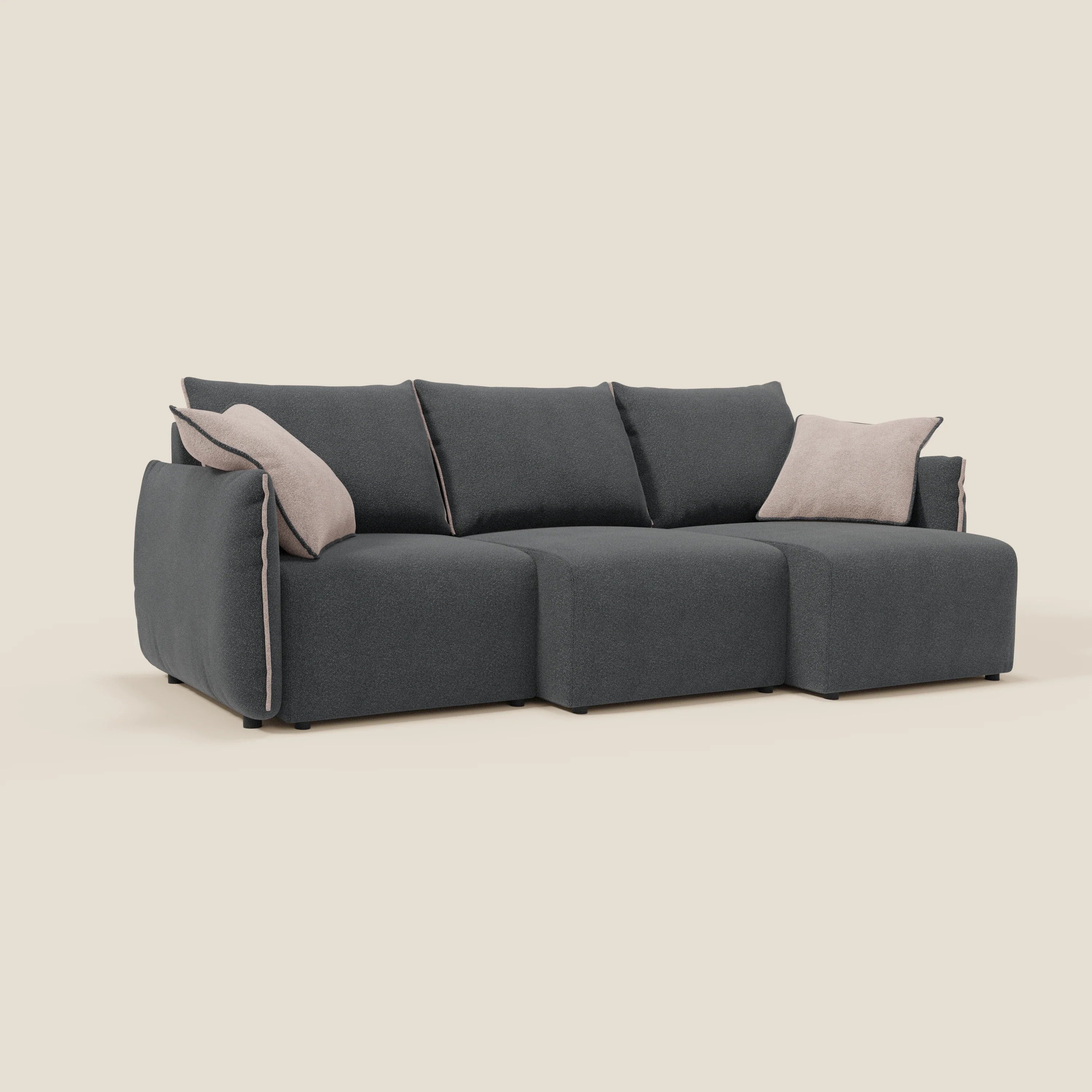 Flexar Canapé  avec 3 assises coulissantes et dossier en duvet en bouclette douce et imperméable T07 Anthracite - rose - Image 2