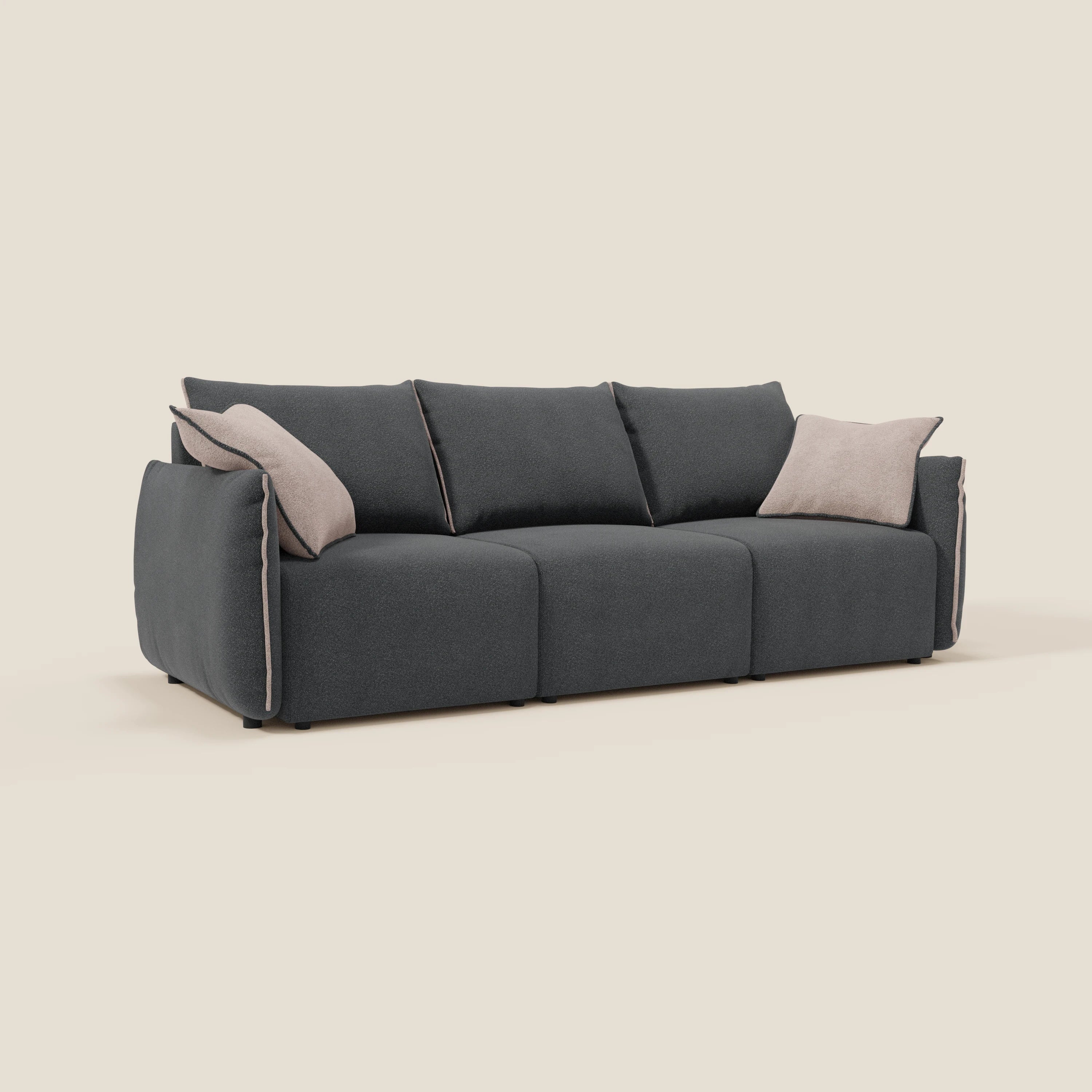 Flexar Canapé  avec 3 assises coulissantes et dossier en duvet en bouclette douce et imperméable T07 Anthracite - rose - Image 3
