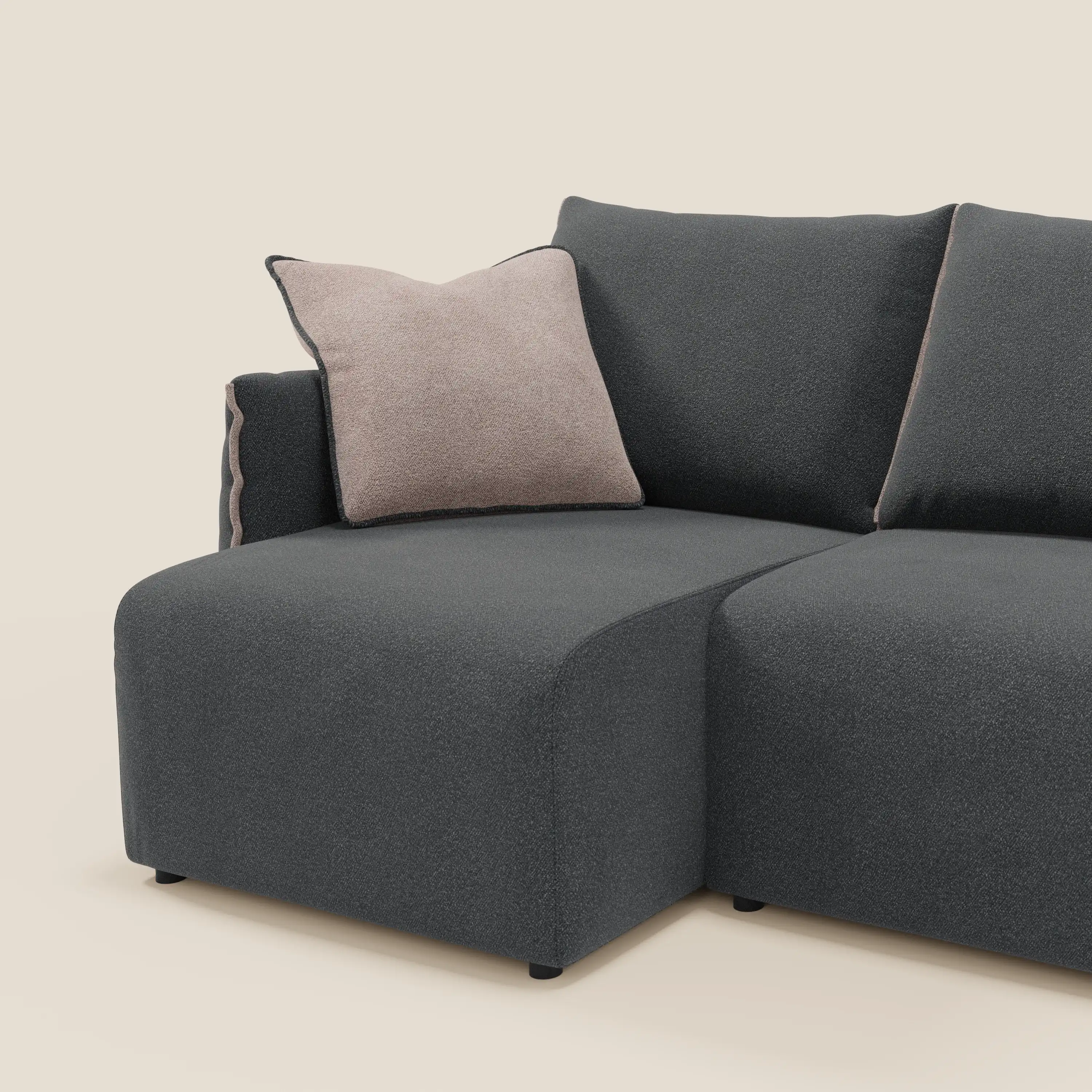 Flexar Canapé  avec 3 assises coulissantes et dossier en duvet en bouclette douce et imperméable T07 Anthracite - rose - Image 5