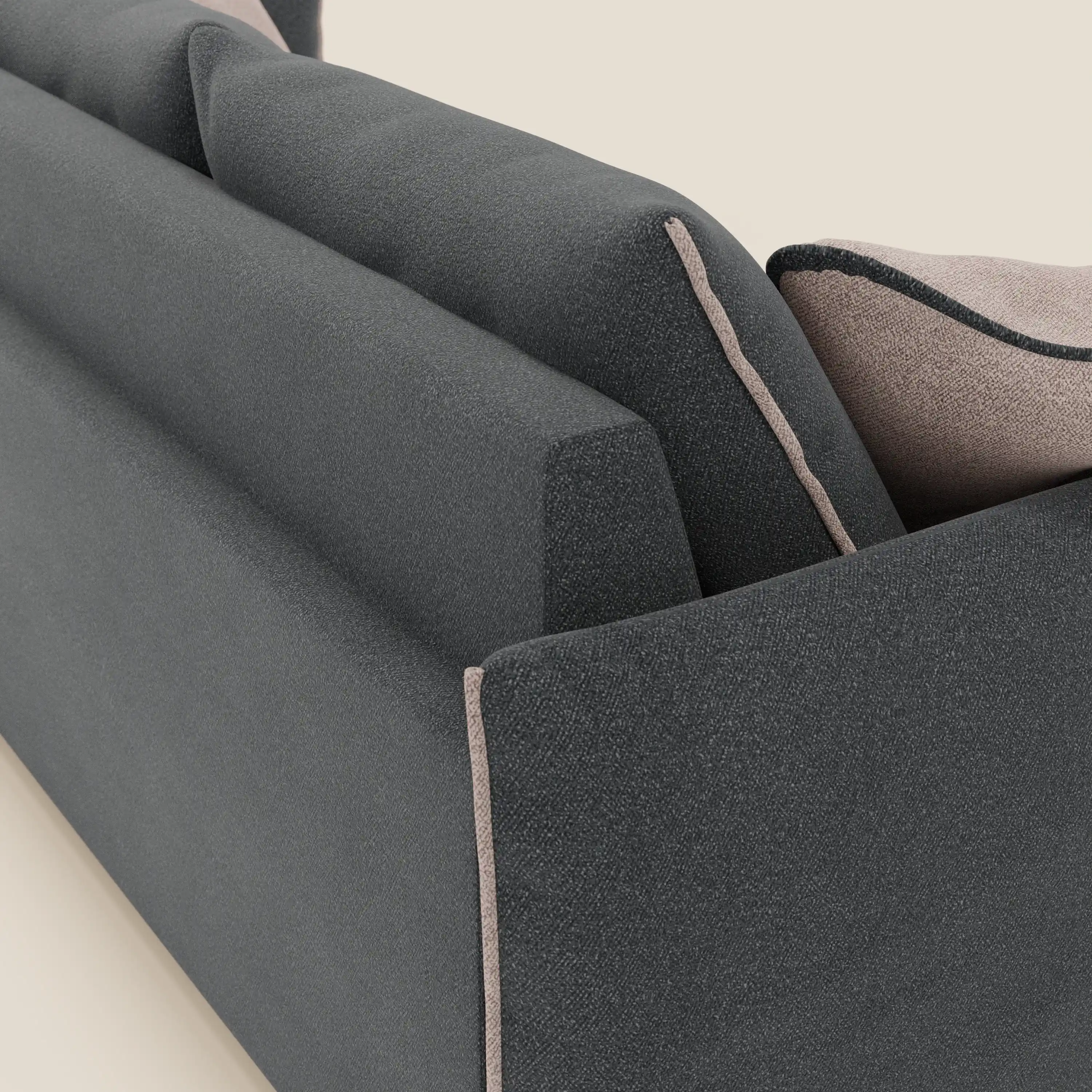 Flexar Canapé  avec 3 assises coulissantes et dossier en duvet en bouclette douce et imperméable T07 Anthracite - rose - Image 9