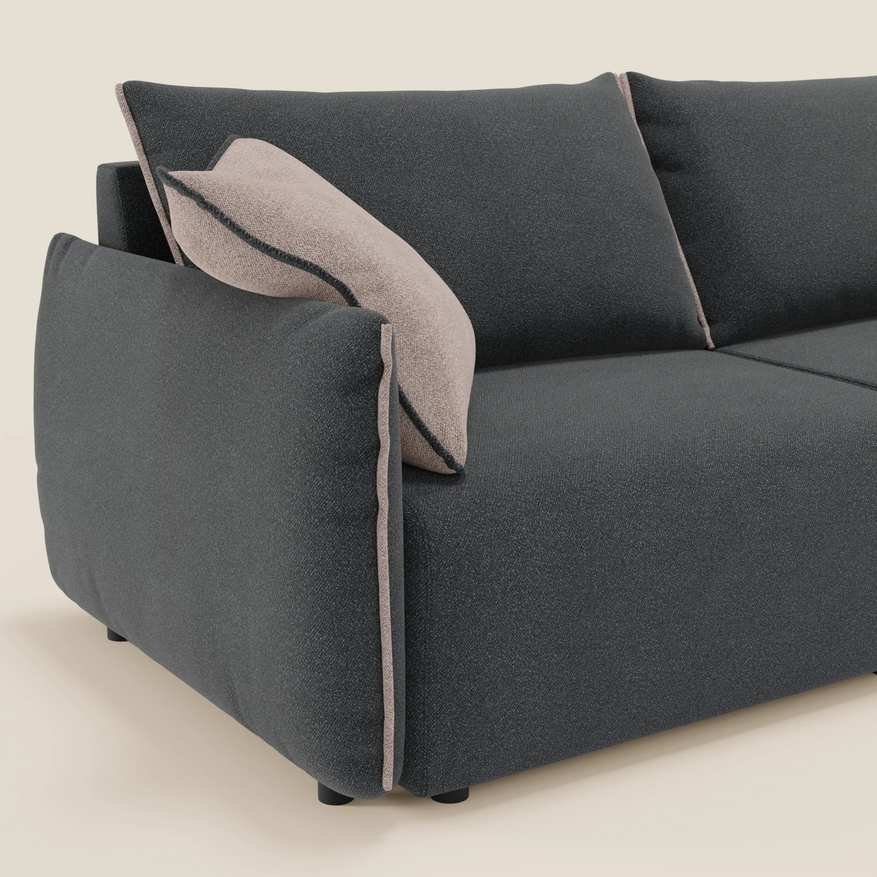 Flexar Canapé  avec assises coulissantes et dossier en duvet en bouclette douce et imperméable T07 Anthracite - rose - Image 4