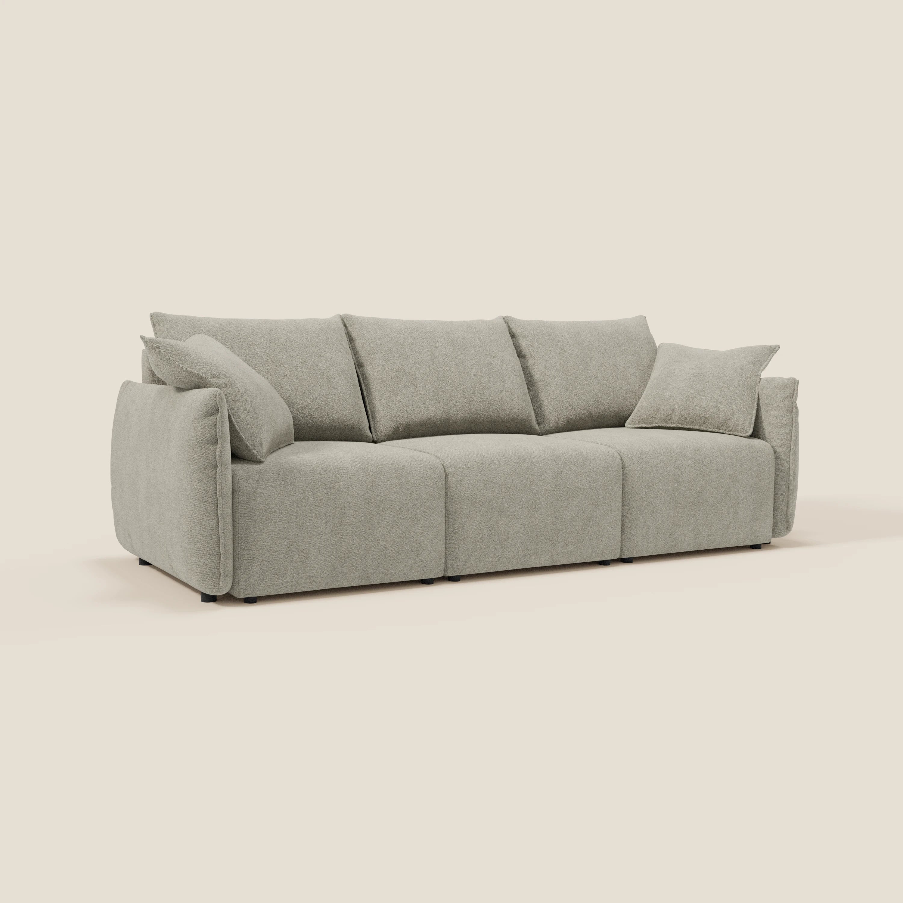 Flexar Canapé  avec 3 assises coulissantes et dossier en duvet en bouclette douce et imperméable T07 beige - Image 3