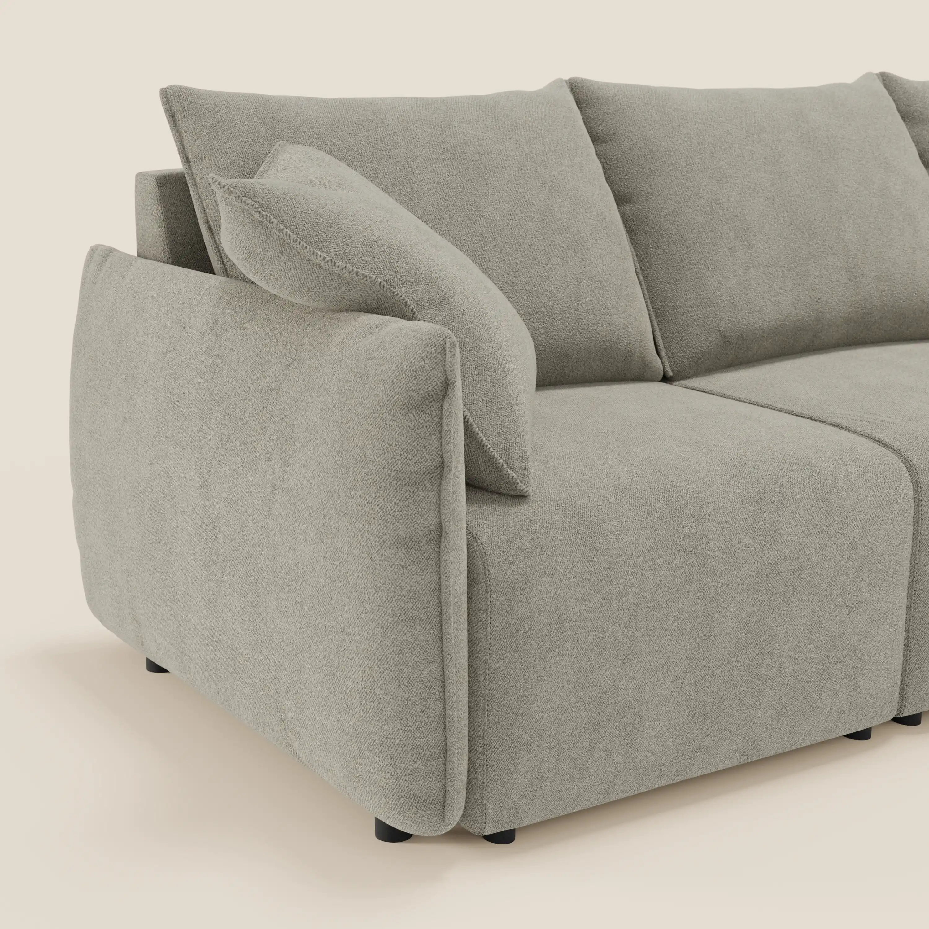 Flexar Canapé  avec 3 assises coulissantes et dossier en duvet en bouclette douce et imperméable T07 beige - Image 4