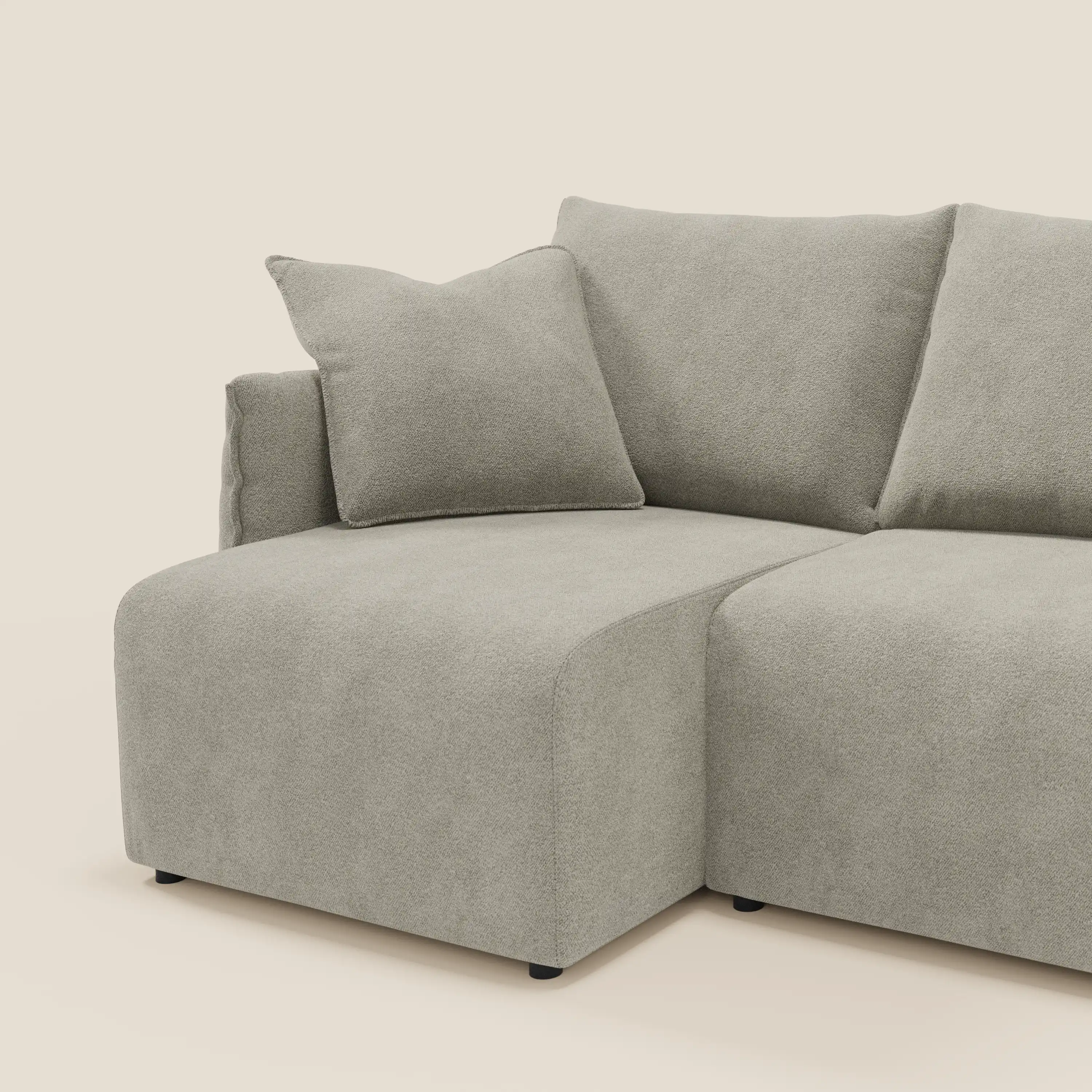 Flexar Canapé  avec 3 assises coulissantes et dossier en duvet en bouclette douce et imperméable T07 beige - Image 5