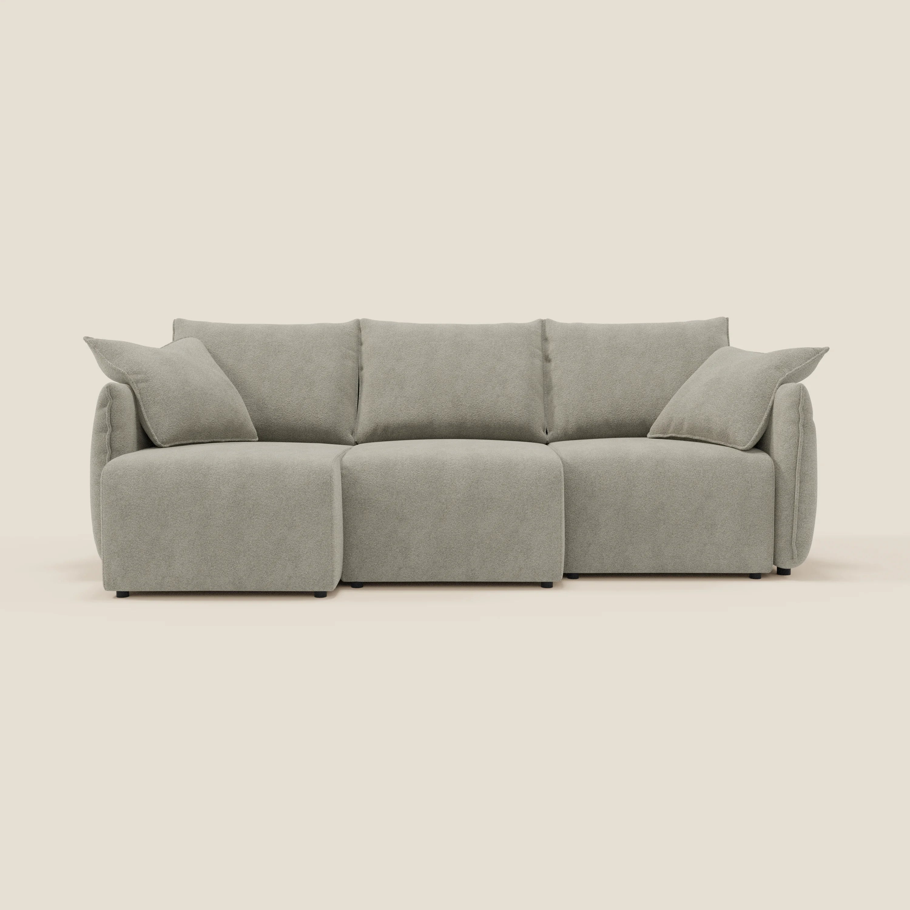 Flexar Canapé  avec 3 assises coulissantes et dossier en duvet en bouclette douce et imperméable T07 beige - Image 6