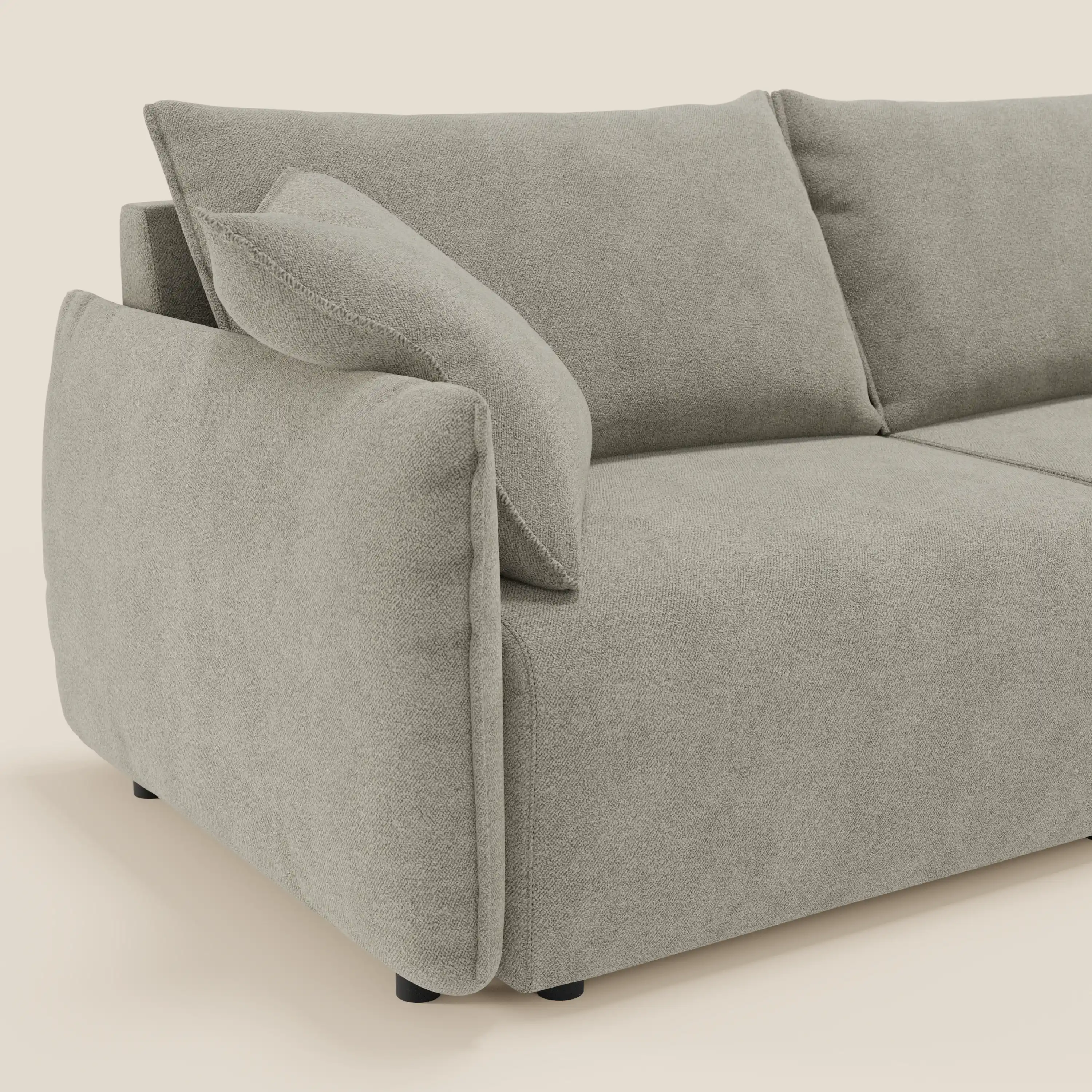 Flexar Canapé  avec assises coulissantes et dossier en duvet en bouclette douce et imperméable T07 Beige - Image 4