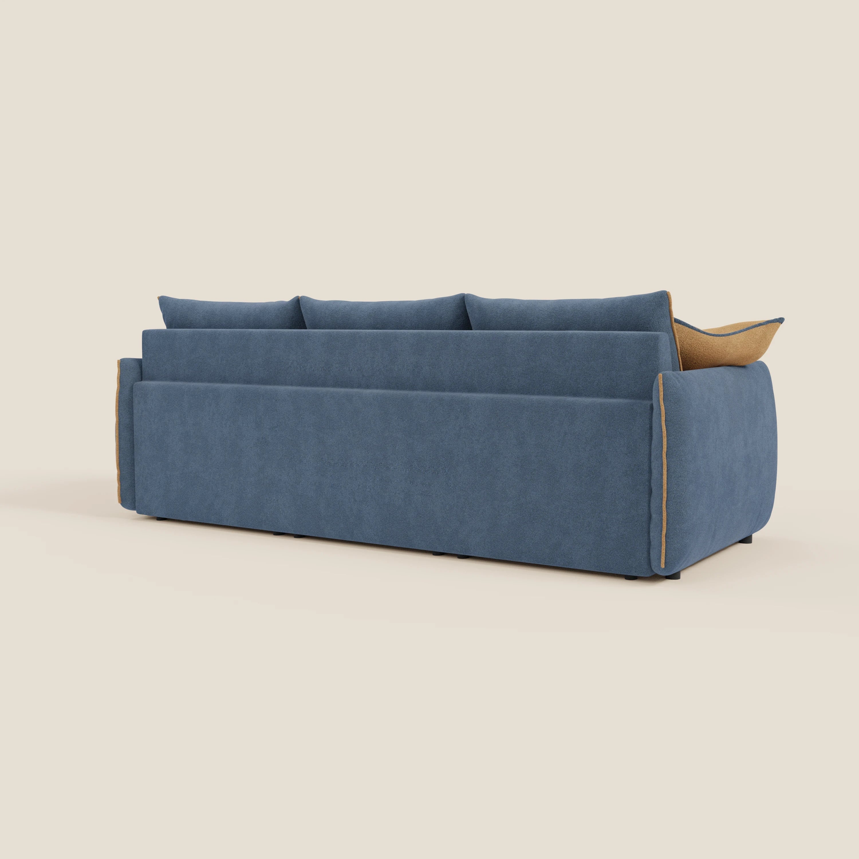 Flexar Canapé  avec 3 assises coulissantes et dossier en duvet en bouclette douce et imperméable T07 Bleu - orange - Image 10