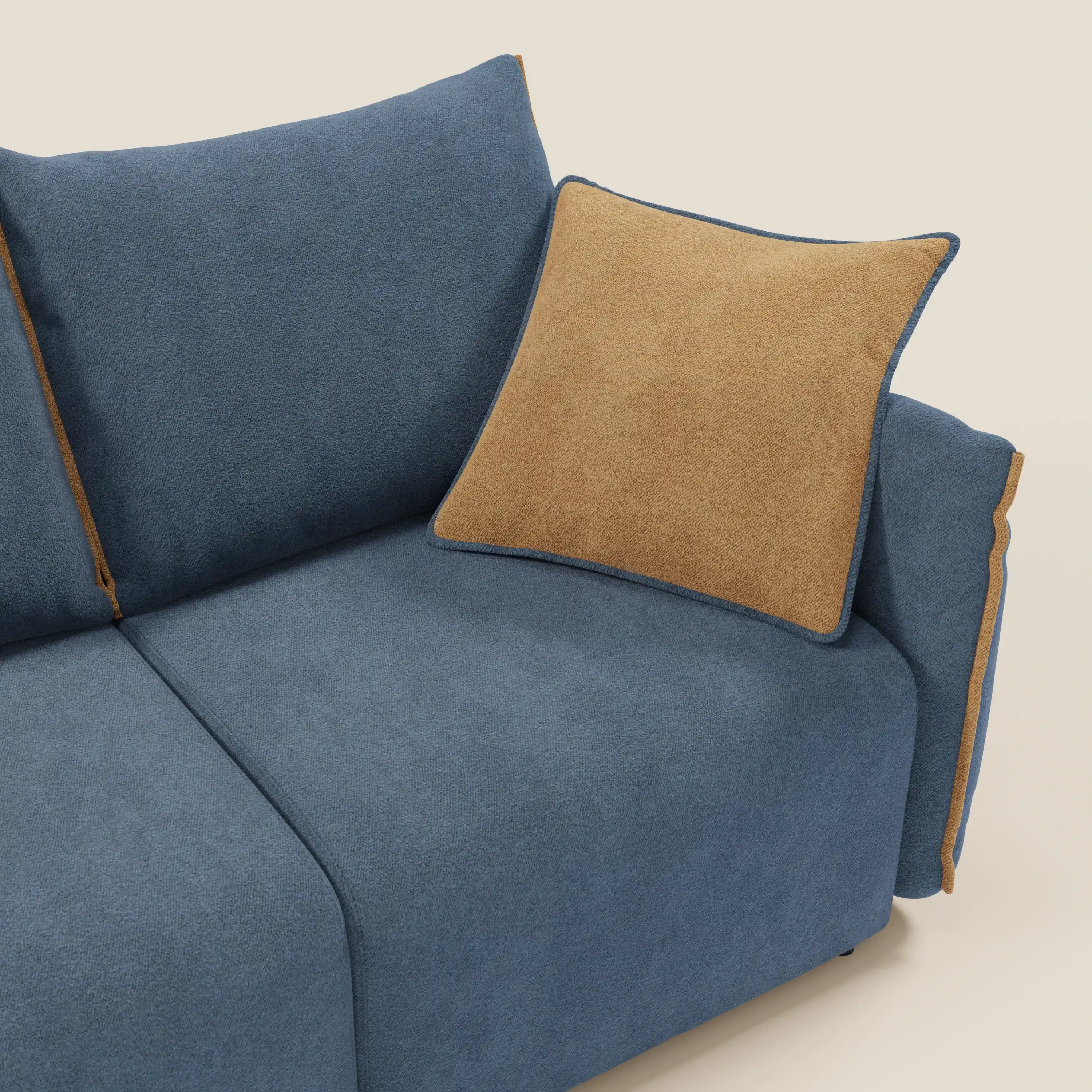 Flexar Canapé  avec 3 assises coulissantes et dossier en duvet en bouclette douce et imperméable T07 Bleu - orange - Image 12