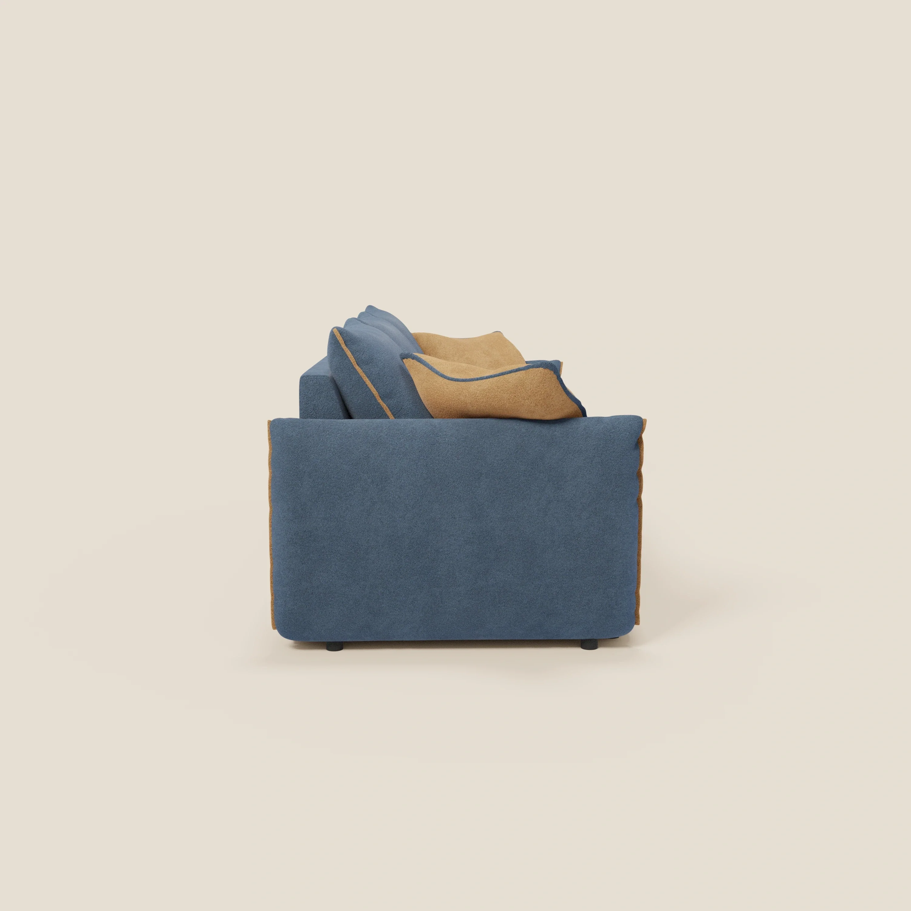 Flexar Canapé  avec 3 assises coulissantes et dossier en duvet en bouclette douce et imperméable T07 Bleu - orange - Image 9