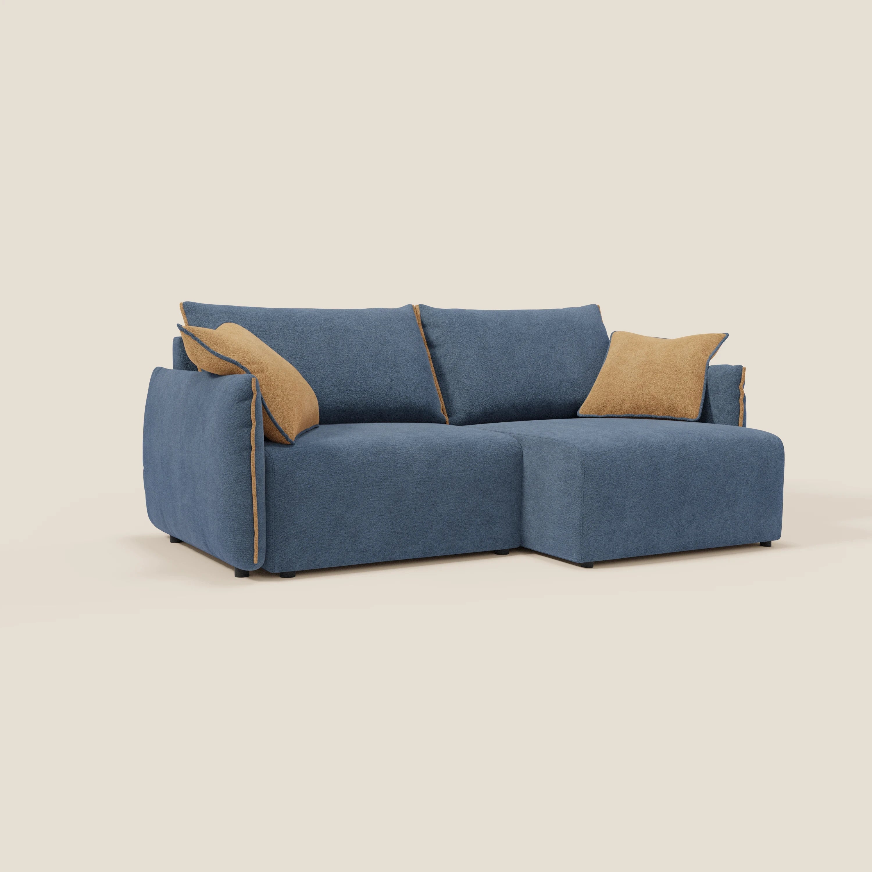Flexar Canapé  avec assises coulissantes et dossier en duvet en bouclette douce et imperméable T07 Bleu - orange - Image 2
