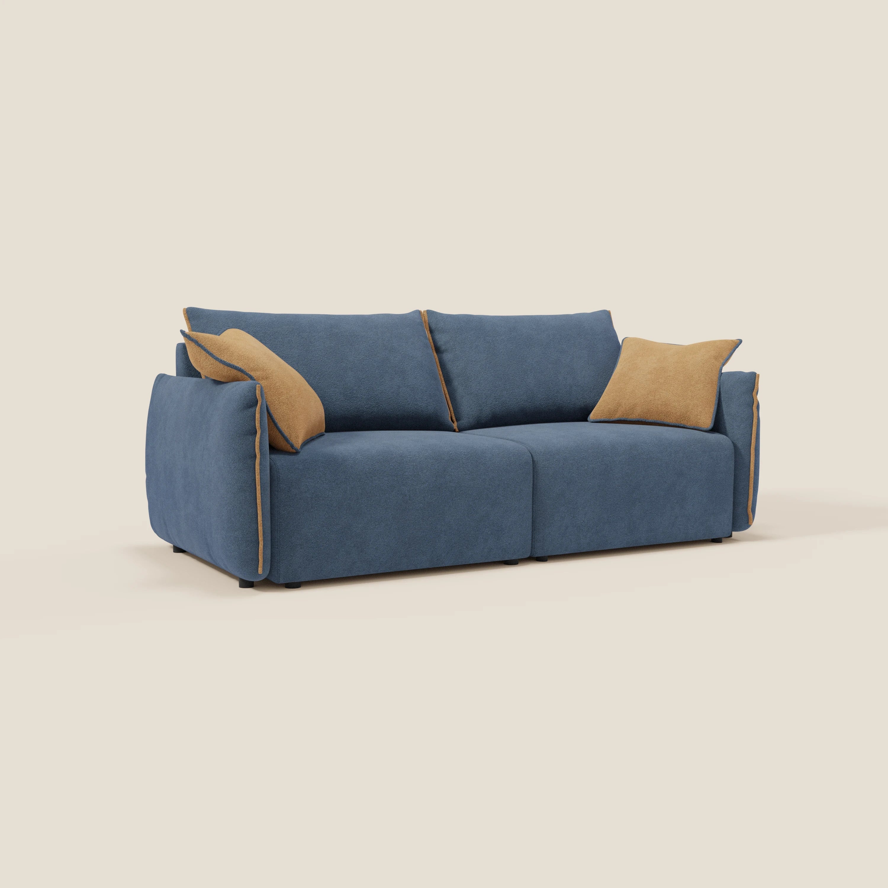Flexar Canapé  avec assises coulissantes et dossier en duvet en bouclette douce et imperméable T07 Bleu - orange - Image 3