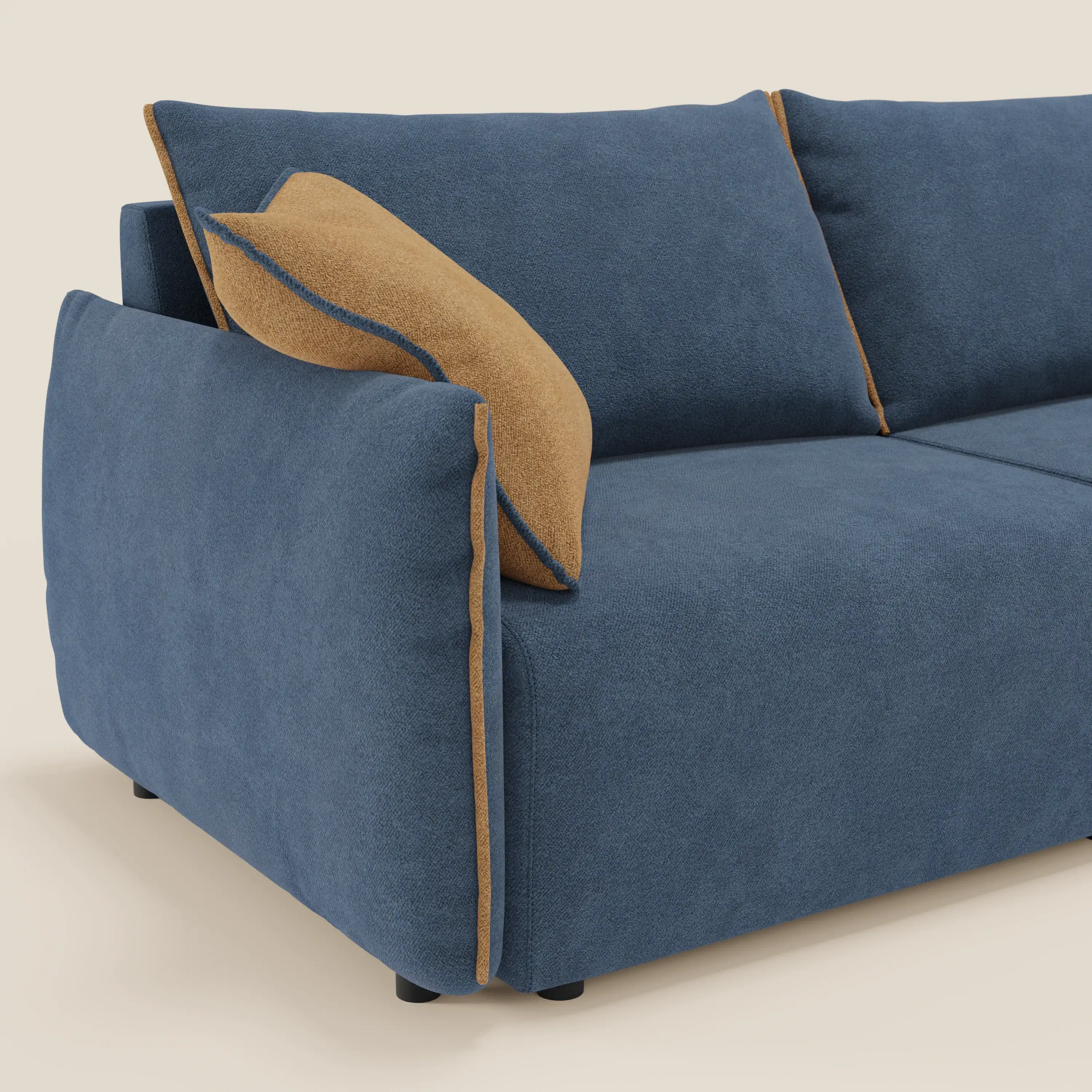 Flexar Canapé  avec assises coulissantes et dossier en duvet en bouclette douce et imperméable T07 Bleu - orange - Image 4