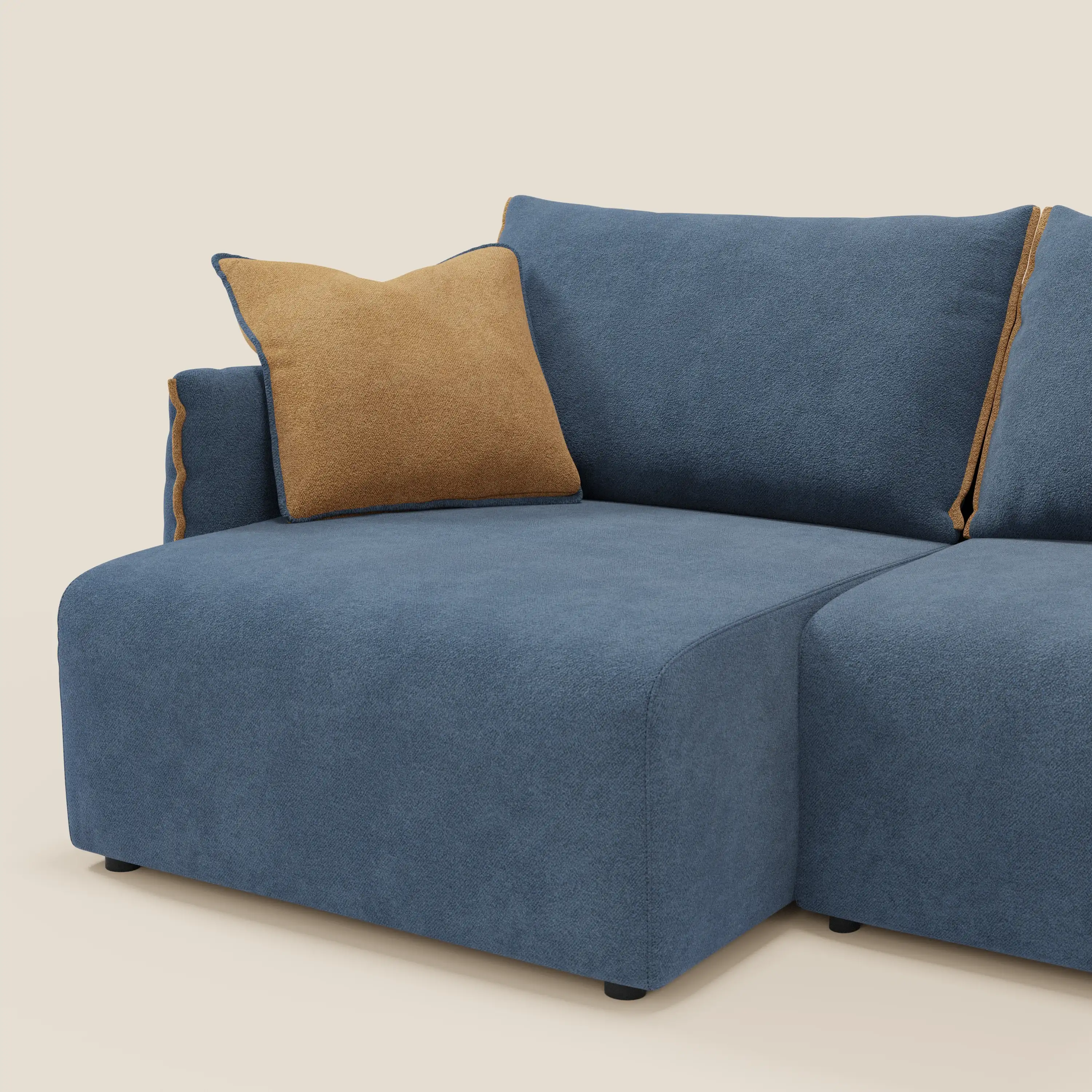 Flexar Canapé  avec assises coulissantes et dossier en duvet en bouclette douce et imperméable T07 Bleu - orange - Image 5
