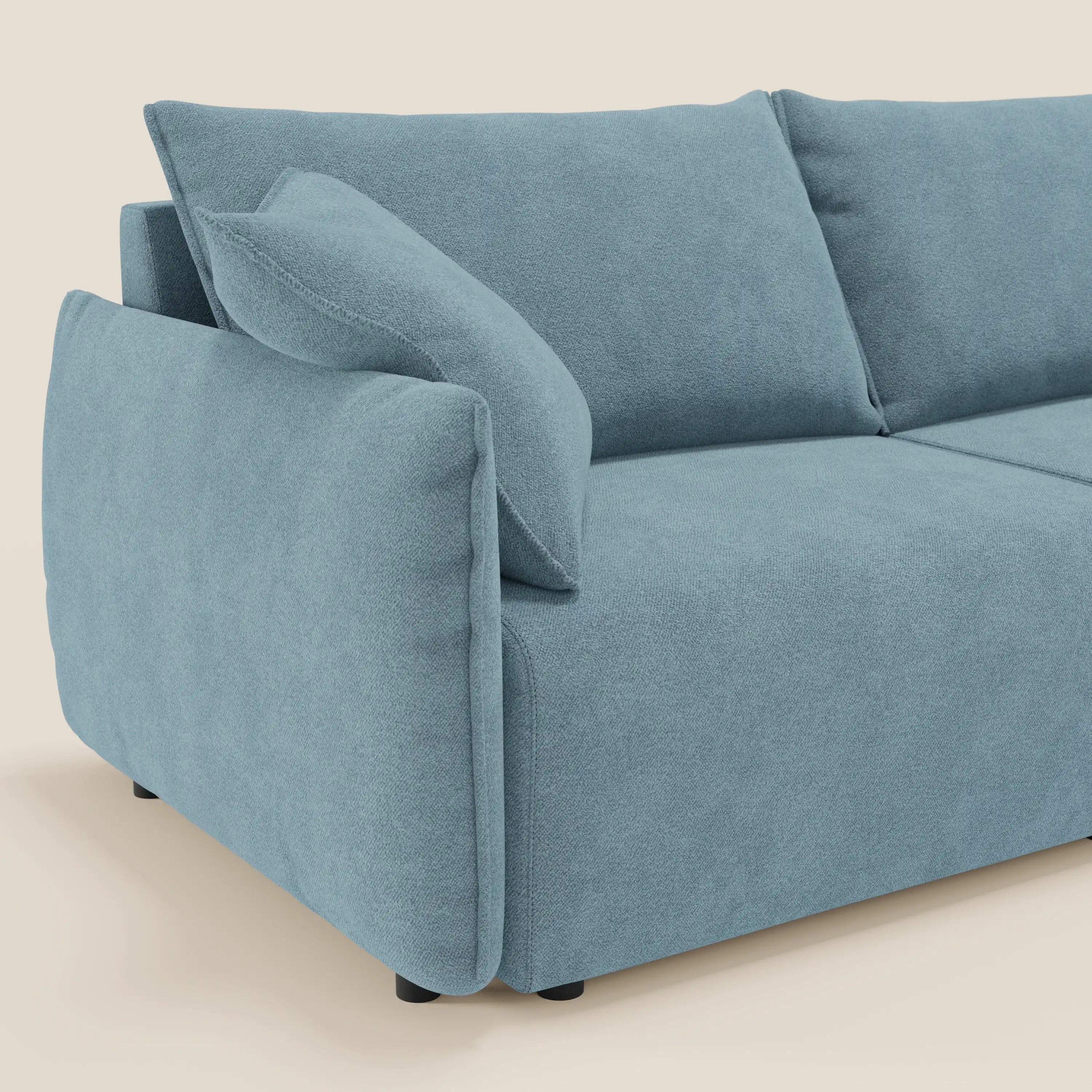 Flexar Canapé  avec assises coulissantes et dossier en duvet en bouclette douce et imperméable T07 Bleu pastel - Image 4