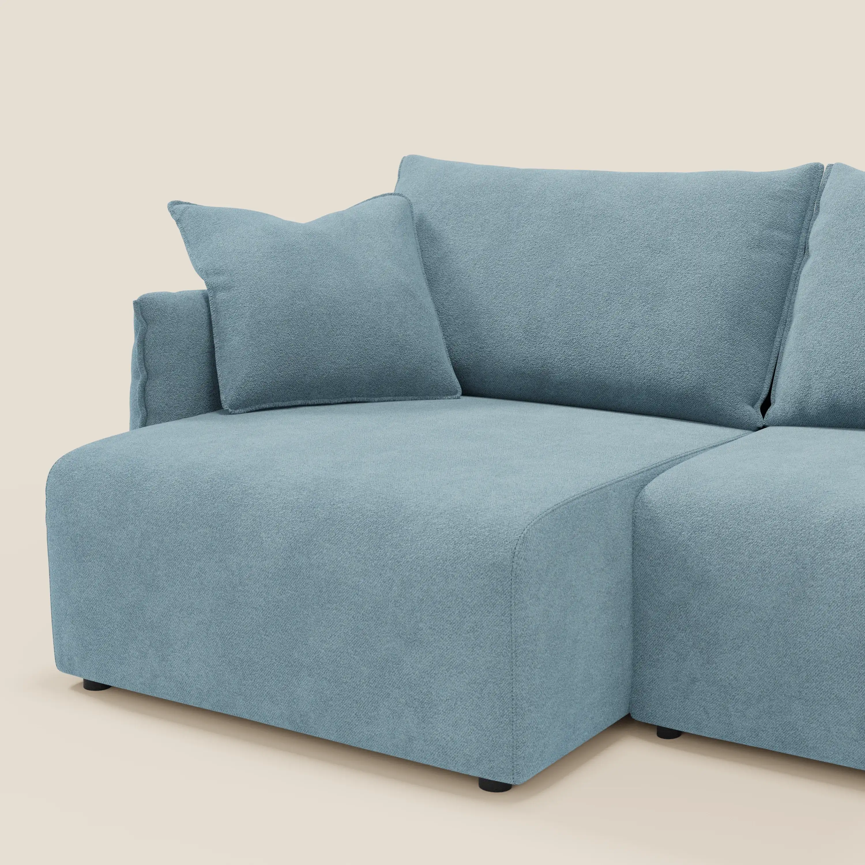Flexar Canapé  avec assises coulissantes et dossier en duvet en bouclette douce et imperméable T07 Bleu pastel - Image 5