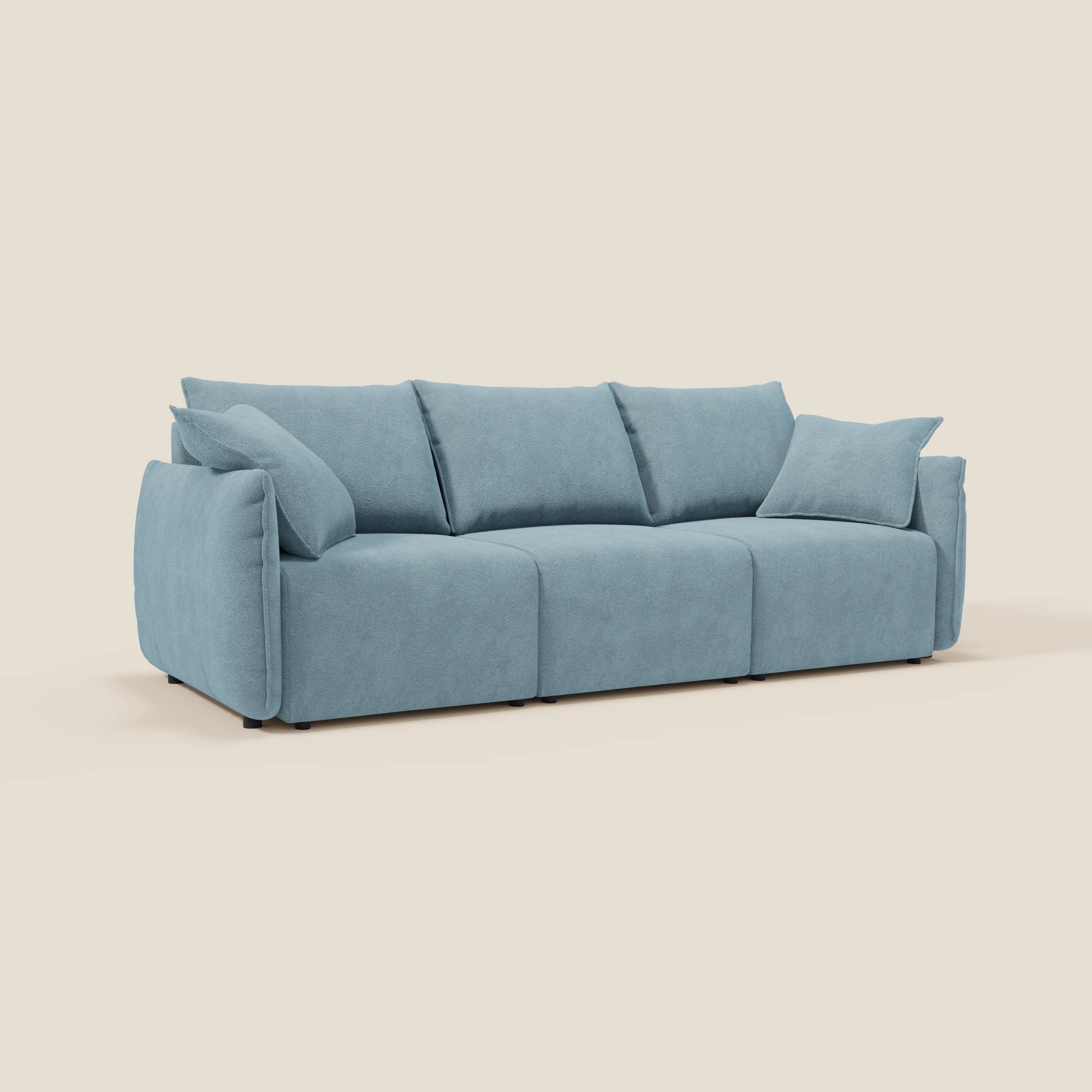 Flexar Canapé  avec 3 assises coulissantes et dossier en duvet en bouclette douce et imperméable T07 Bleu pastel - Image 3