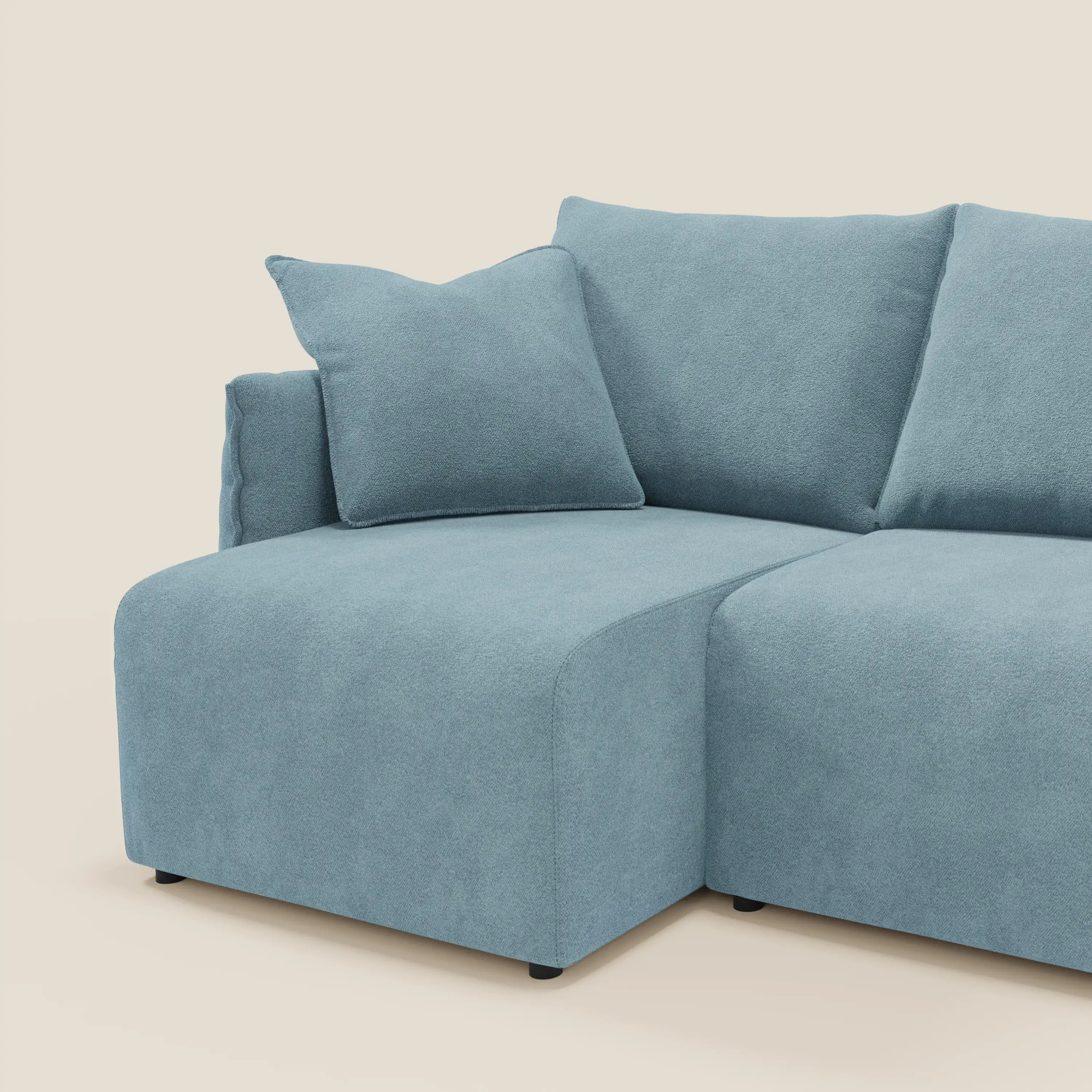 Flexar Canapé  avec 3 assises coulissantes et dossier en duvet en bouclette douce et imperméable T07 Bleu pastel - Image 5