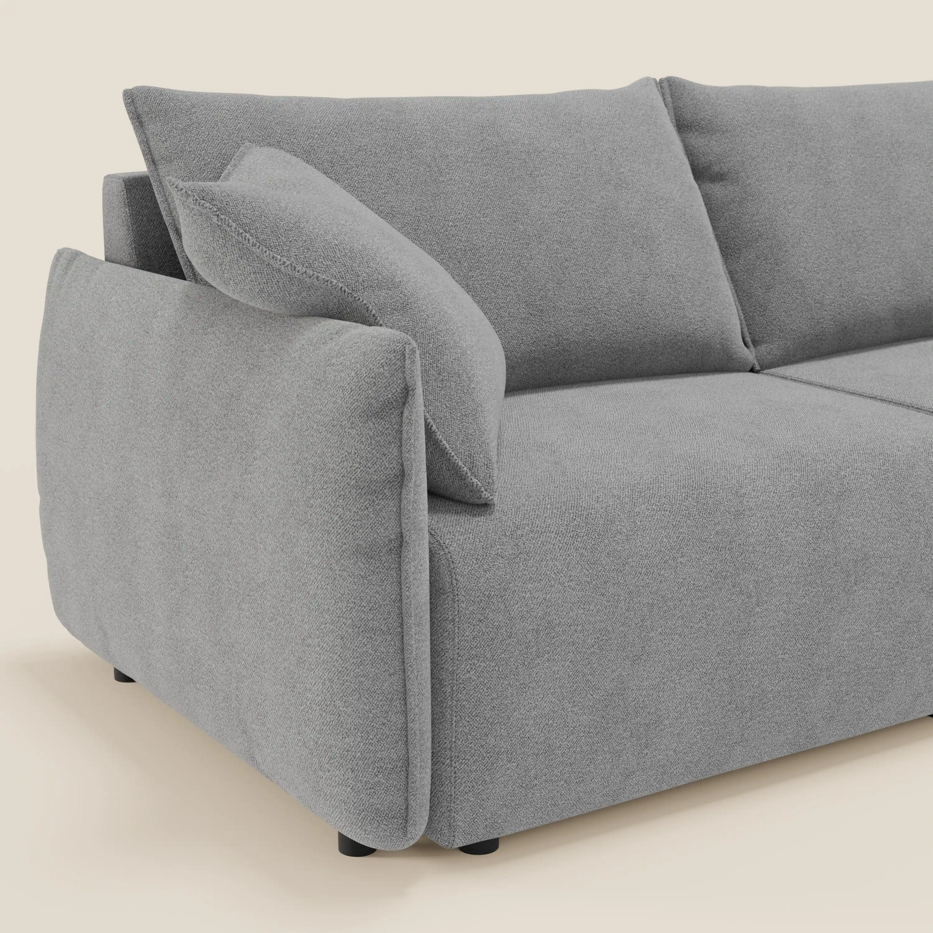 Flexar Canapé  avec assises coulissantes et dossier en duvet en bouclette douce et imperméable T07 Gris - Image 4